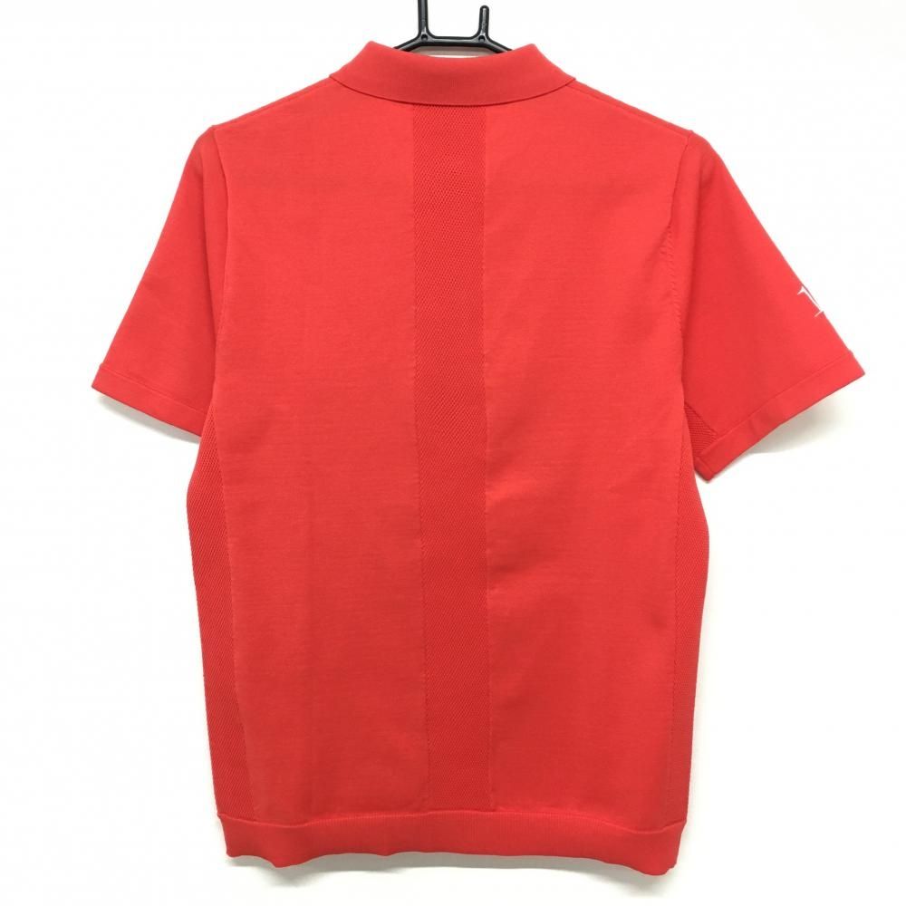 超美品】エルグワン 半袖ニットポロシャツ レッド 肩ロゴ白 メンズ S