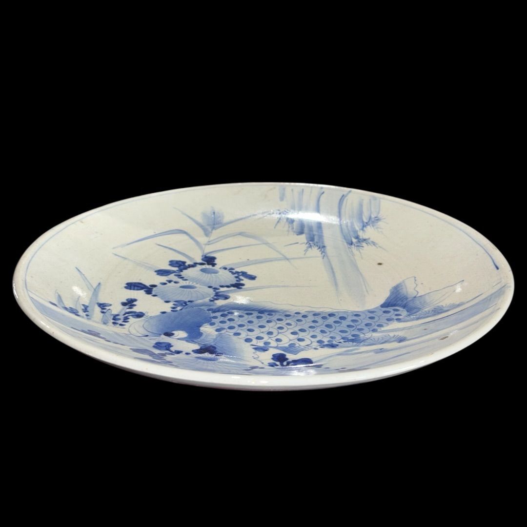 古伊万里 大皿 飾り皿 染付 鯉絵 鯉(伊万里、有田)の中古品 -大皿 2026