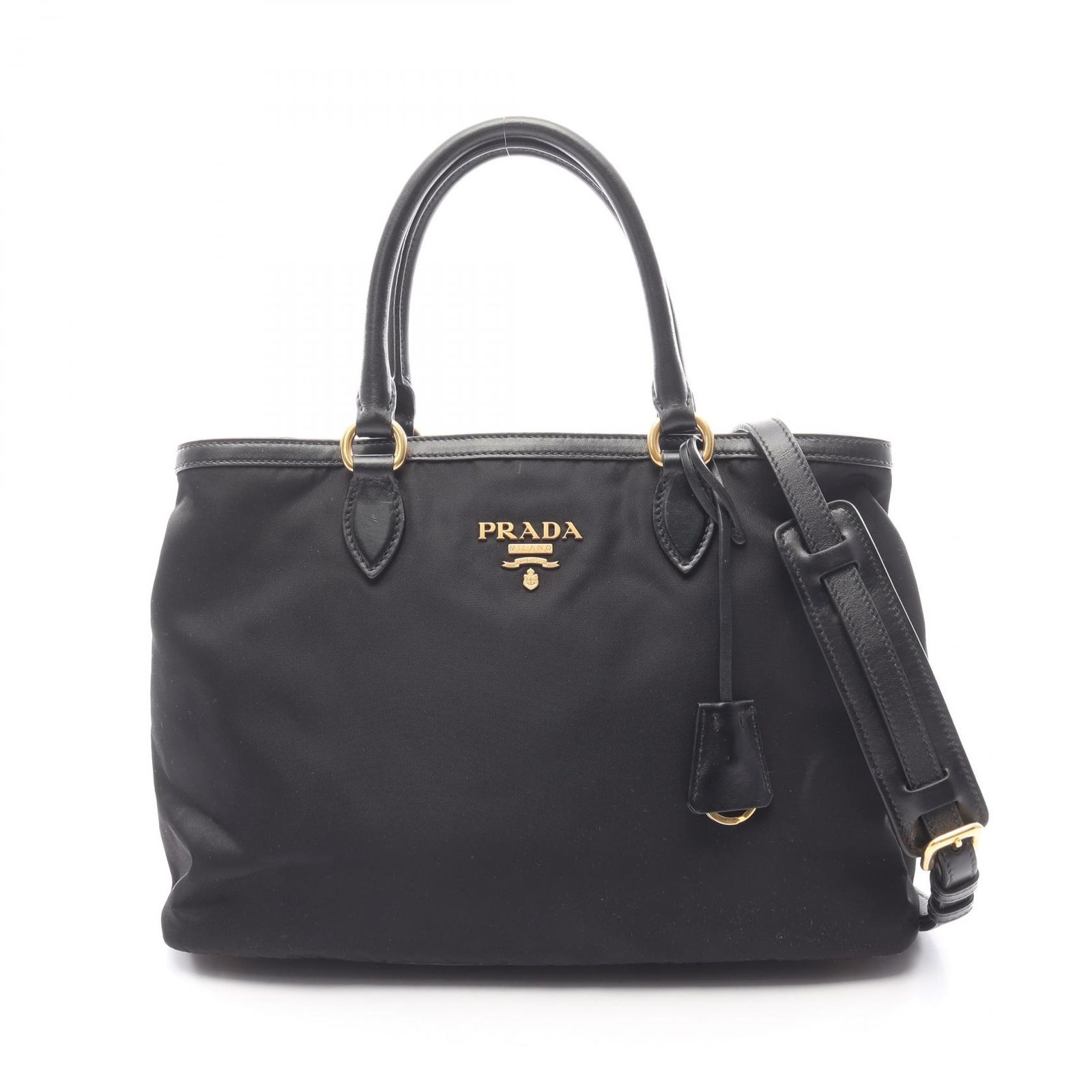 プラダ PRADA ハンドバッグ TESSUTO + SOFT CALF ブラック ナイロン 