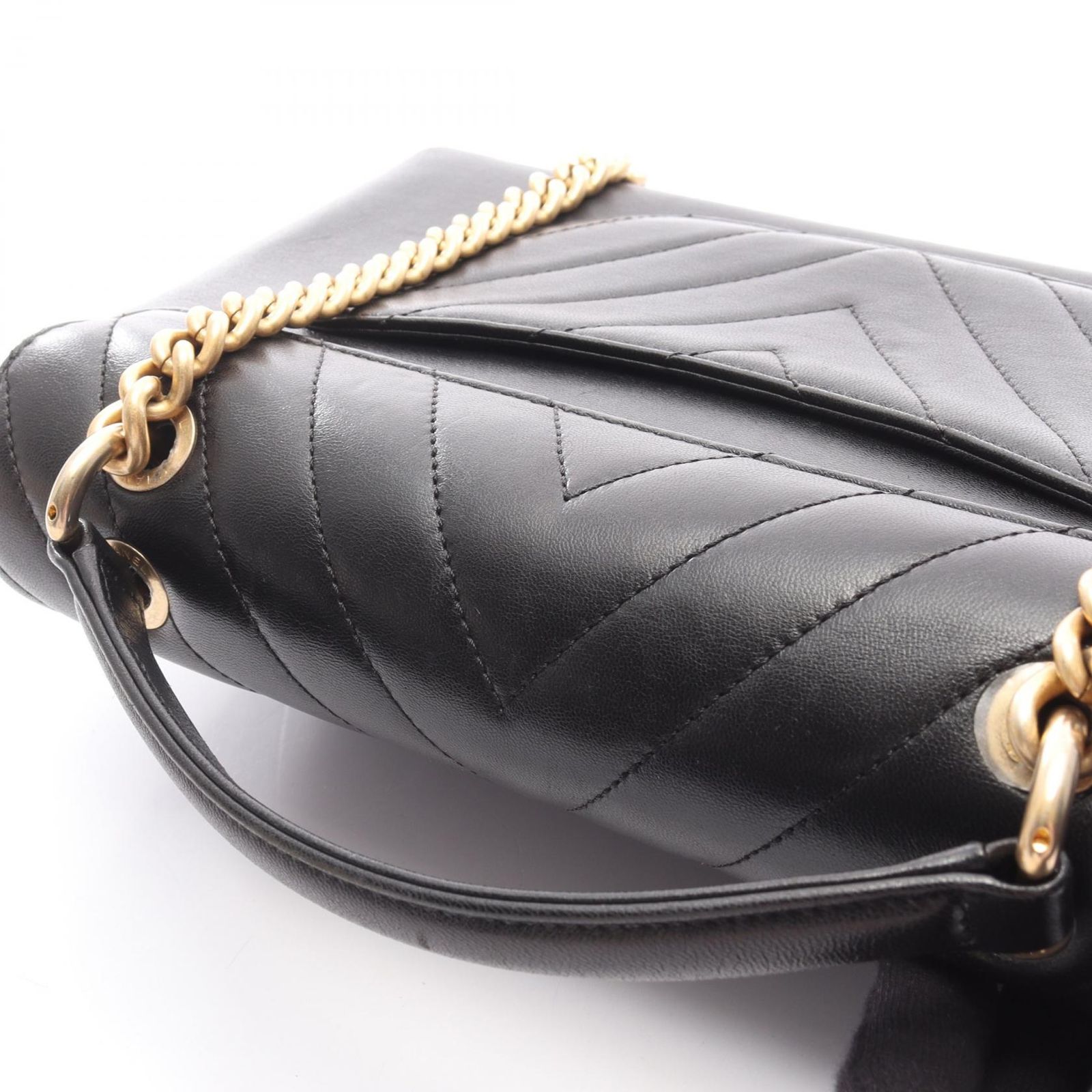 シャネル CHANEL ショルダーバッグ トップハンドル Vステッチ ブラック 