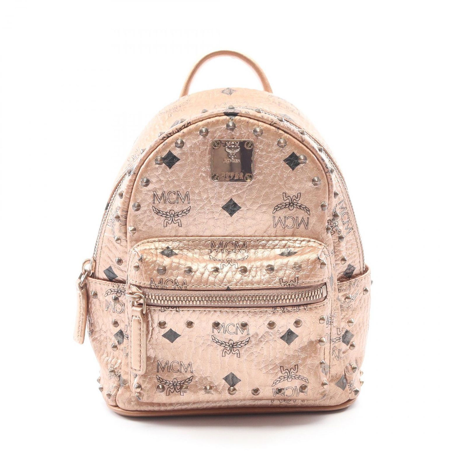 MCM MCM Rucksack Backpack Bebebo Mini Backpack Pink Gold Leather Stark Side Studded Backpack Women's Used B