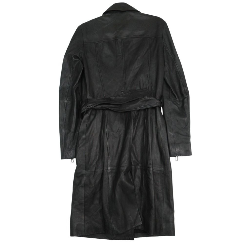 Armani 黒のトレンチコート ARMANI EXCHANGE アルマーニエクスチェンジ 羊革 ラムレザー トレンチ
