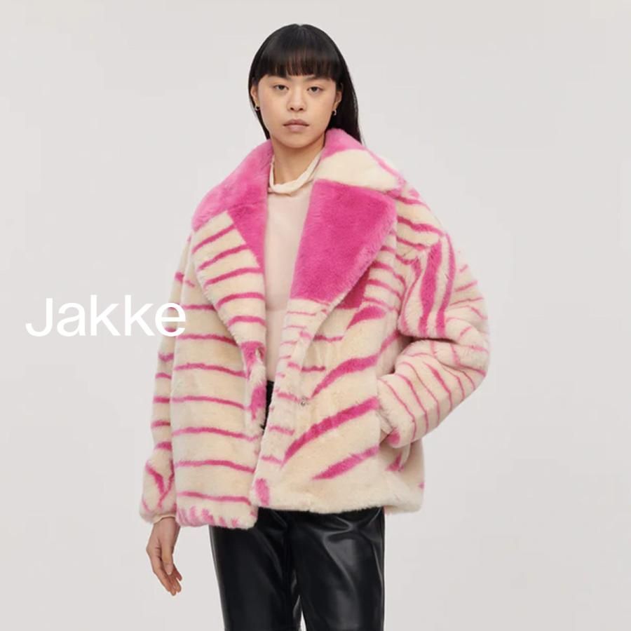 新品・正規品】 jakke RITA COAT | 個性派 ピンク ストライプ