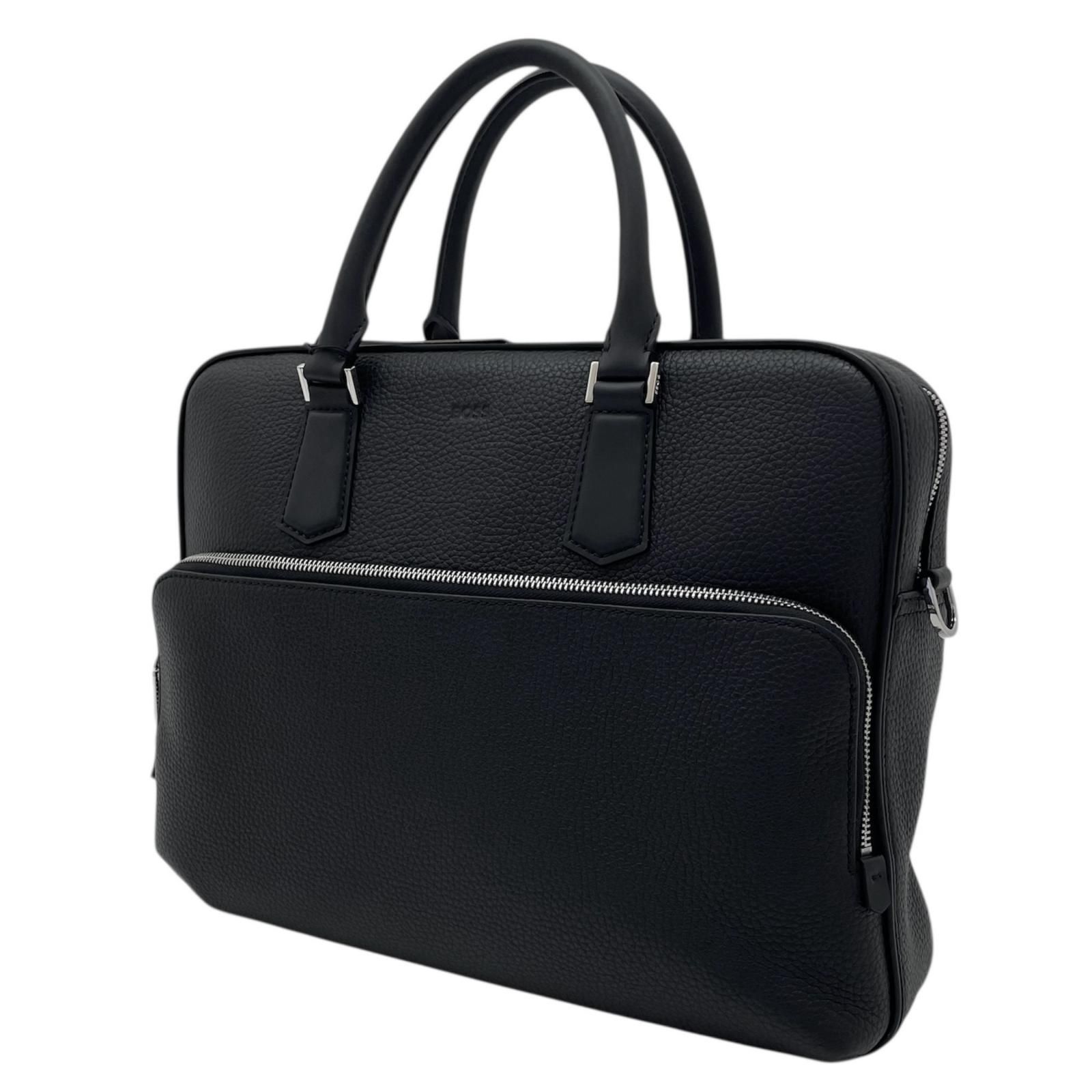【中古】HUGO BOSS | ヒューゴボス Grain Leather Document Case ビジネスバッグ 50529293 ブラック【尾張小牧店】 中古】HUGO BOSS | ヒューゴボス Grain Leather Document Case
