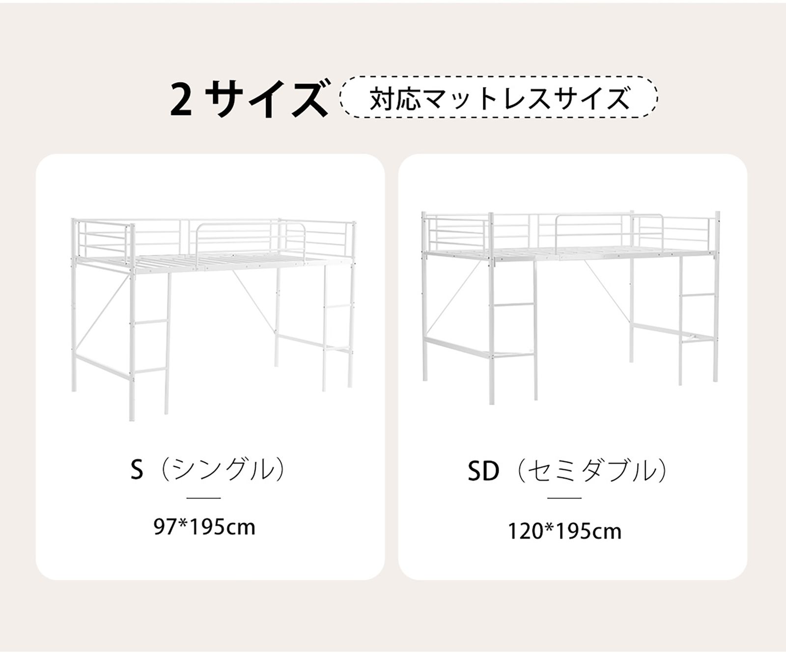 ブラック】【SDセミダブル】 ロフトベッド パイプベッド ベッド デスク