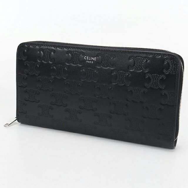 付属品完備✨セリーヌ トリオンフ エンボス ラージ レザー メンズ ブラック セリーヌ CELINE 財布 メンズ トリオンフエンボス ラージジップ