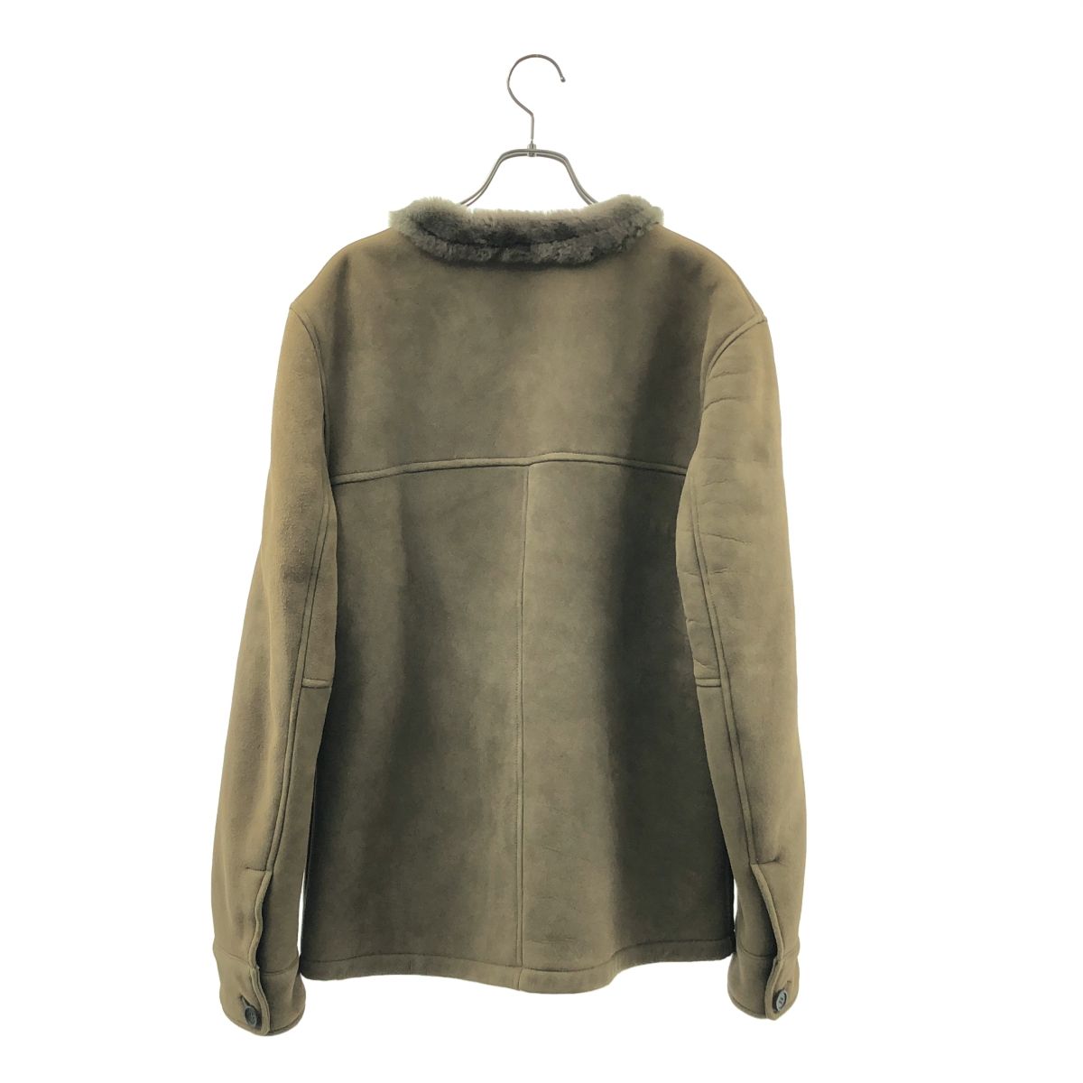 【美品】  EMMETI / エンメティ | ムートン レザー ファー ノーカラー ジャケット | 46 | ブラウン | メンズ 美品】 EMMETI / エンメティ | ムートン レザー ファー ノーカラー