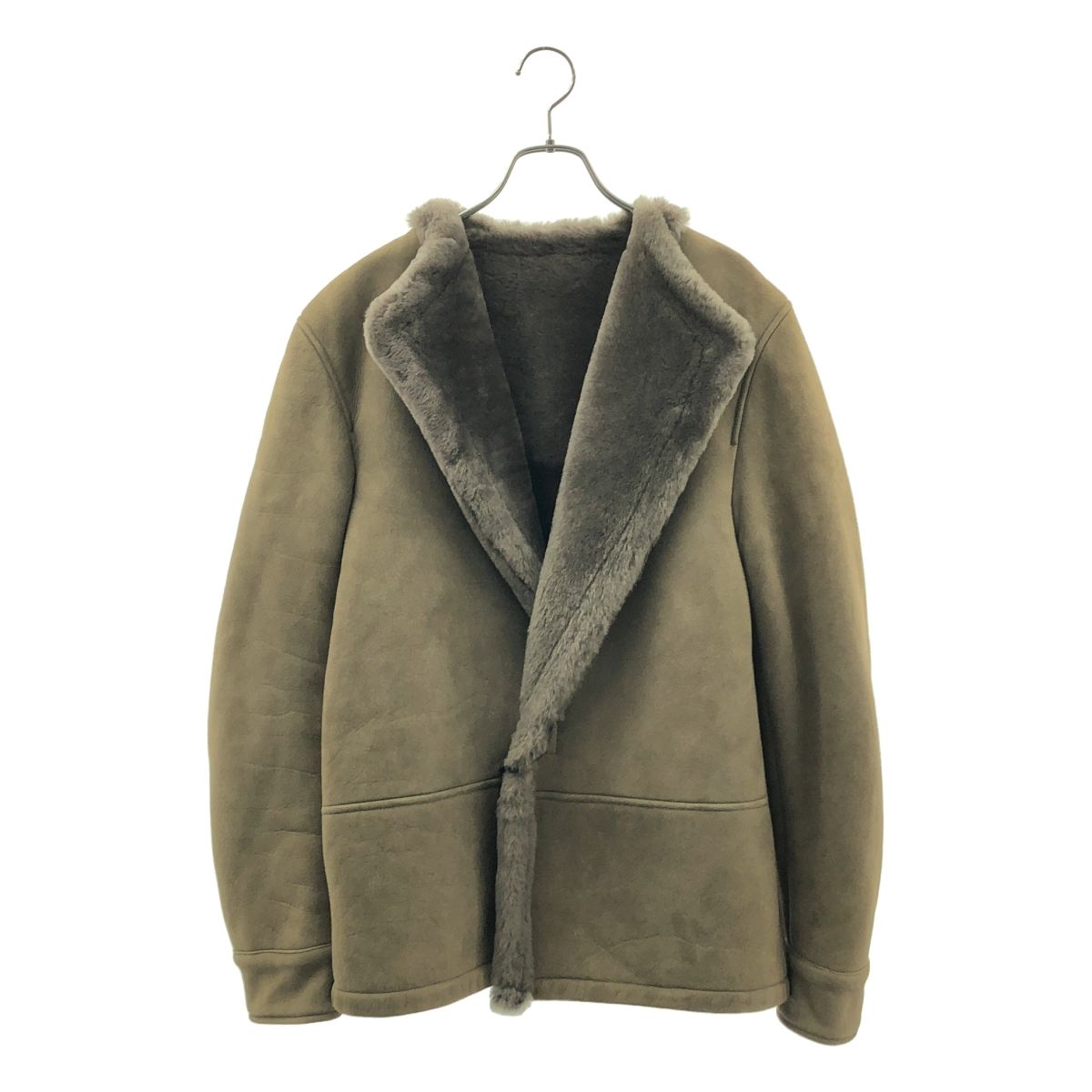 美品】 EMMETI / エンメティ | ムートン レザー ファー ノーカラー