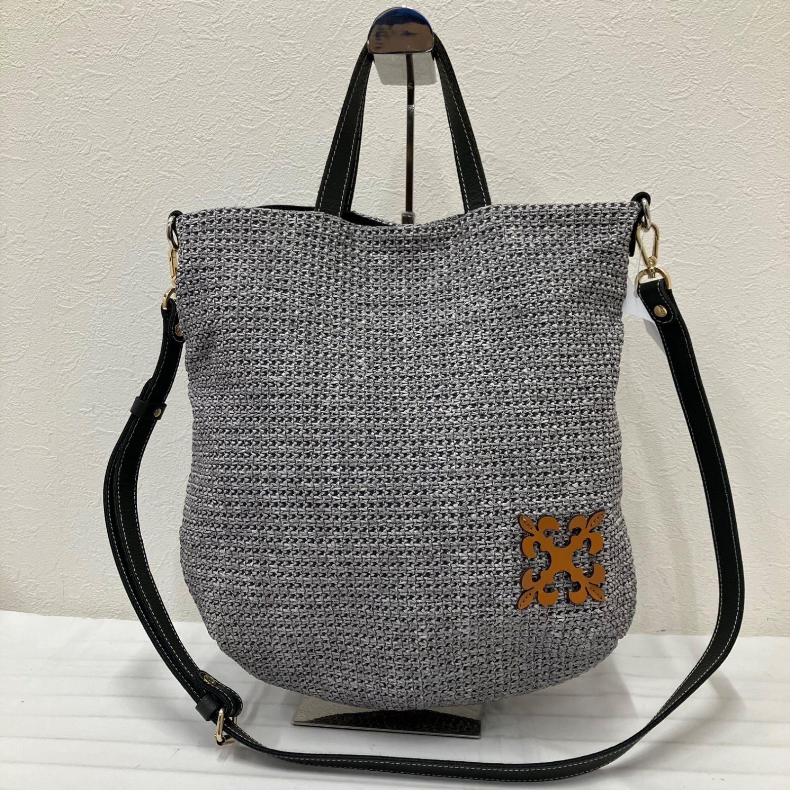 875　russet ラシット　ラフィアシリーズ　CE-1338　2way 875 russet ラシット ラフィアシリーズ CE-1338 レザーモチーフ付き