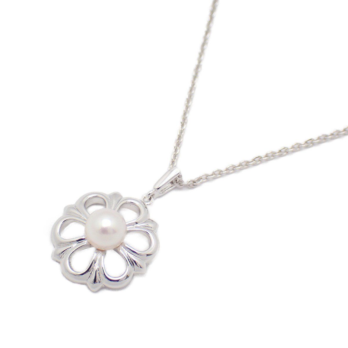 美品】MIKIMOTO ミキモト フラワー ネックレス シルバー/パール【い 