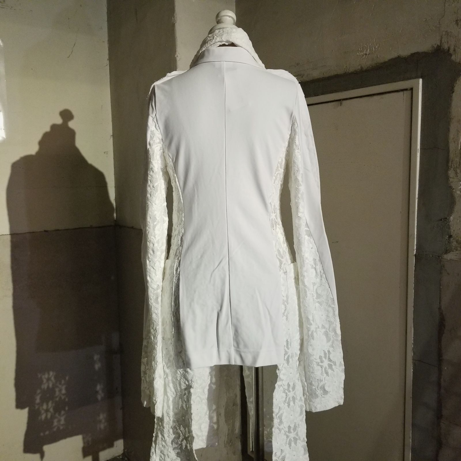 COMME des GARCONS 19ss エステル切替 花柄レース ロングジャケット M 