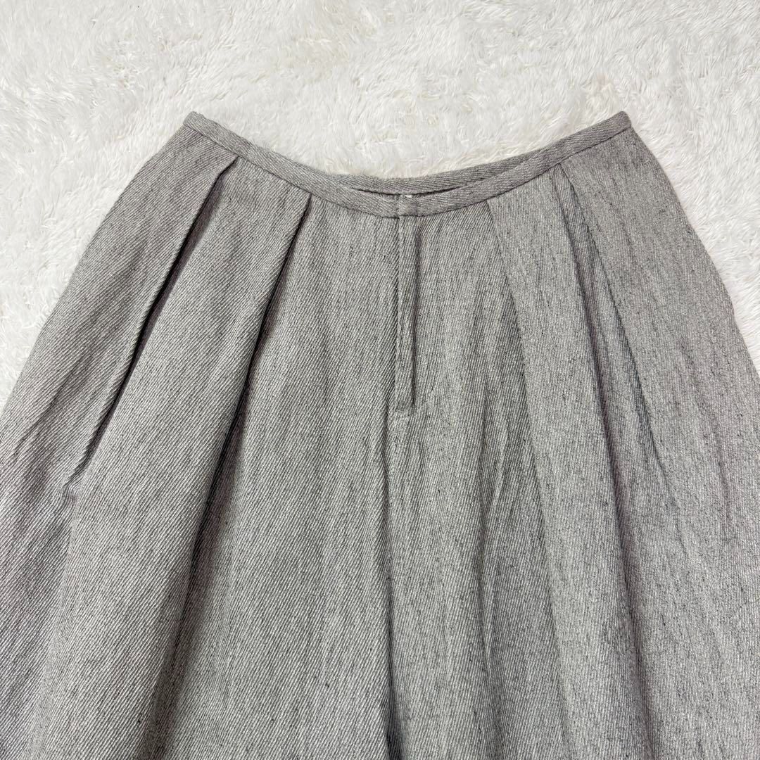 美品 ゴーシュ リネンコットンカルゼ タック キュロット ワイドパンツ