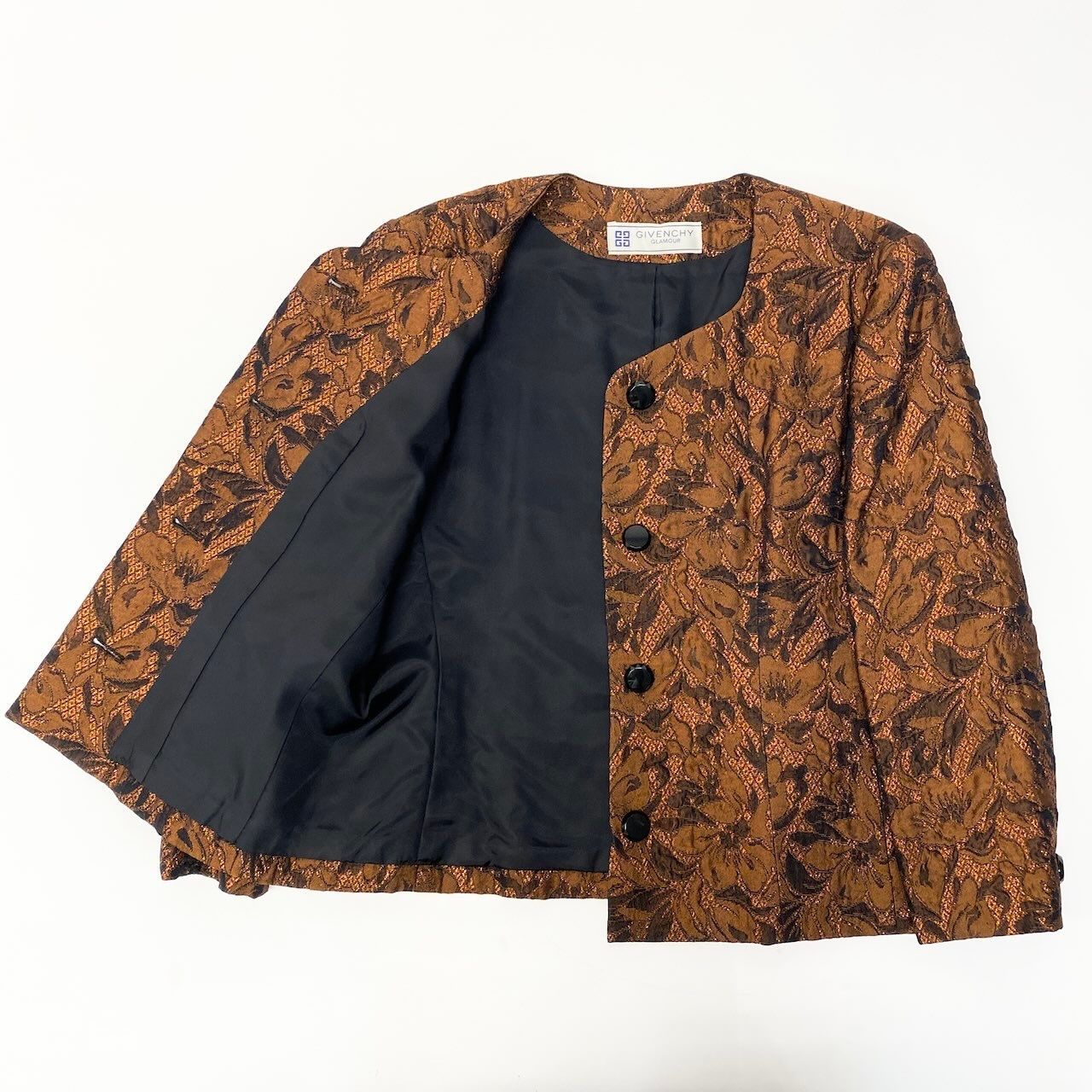 48c18 GIVENCHY ジバンシー Vintage ノーカラージャケット スクエア 