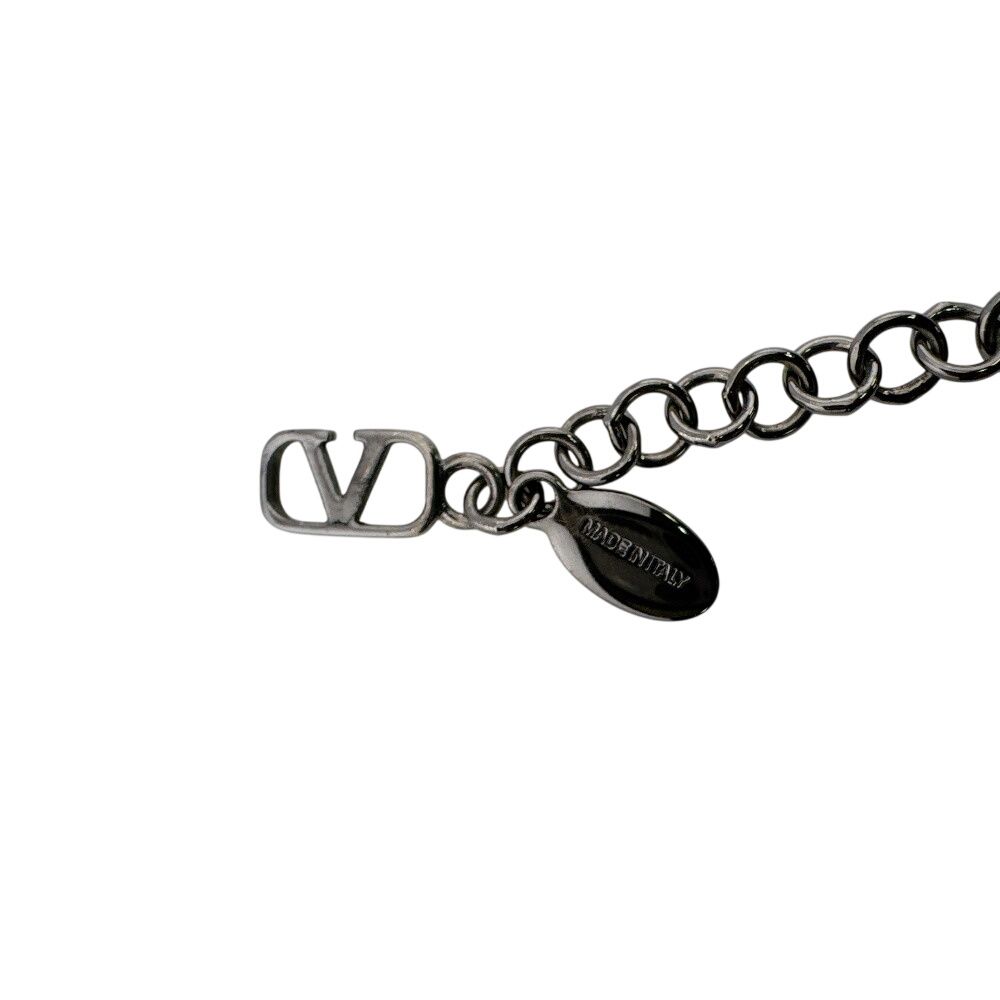 VALENTINO ヴァレンティノ ガンメタリック Vロゴ メタル ネックレス 