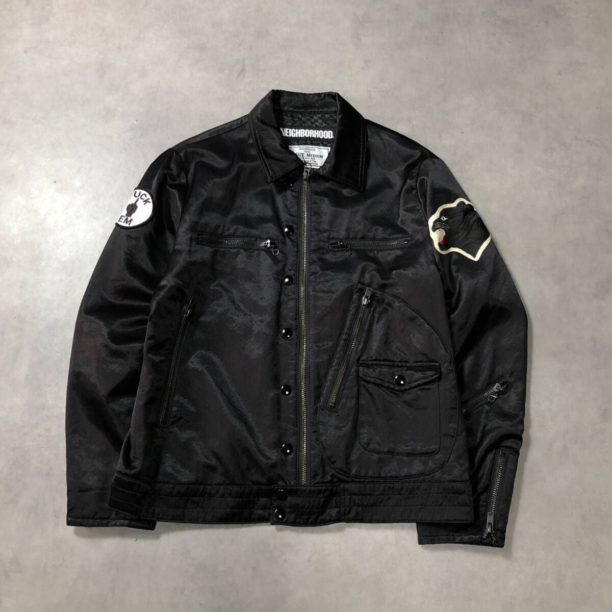 GQ4981◇NEIGHBORHOOD : 18ssSATIN/CR-JKT◇M◇ブラック 