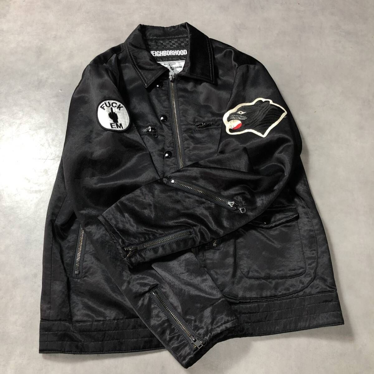 GQ4981◇NEIGHBORHOOD : 18ssSATIN/CR-JKT◇M◇ブラック 