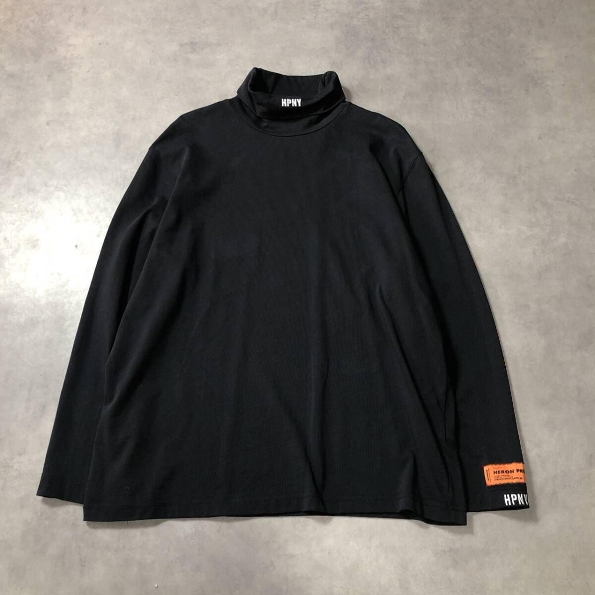 GQ4987◇HERON PRESTON : HPNY EMB ROLLNECK◇L◇ブラック ヘロン 