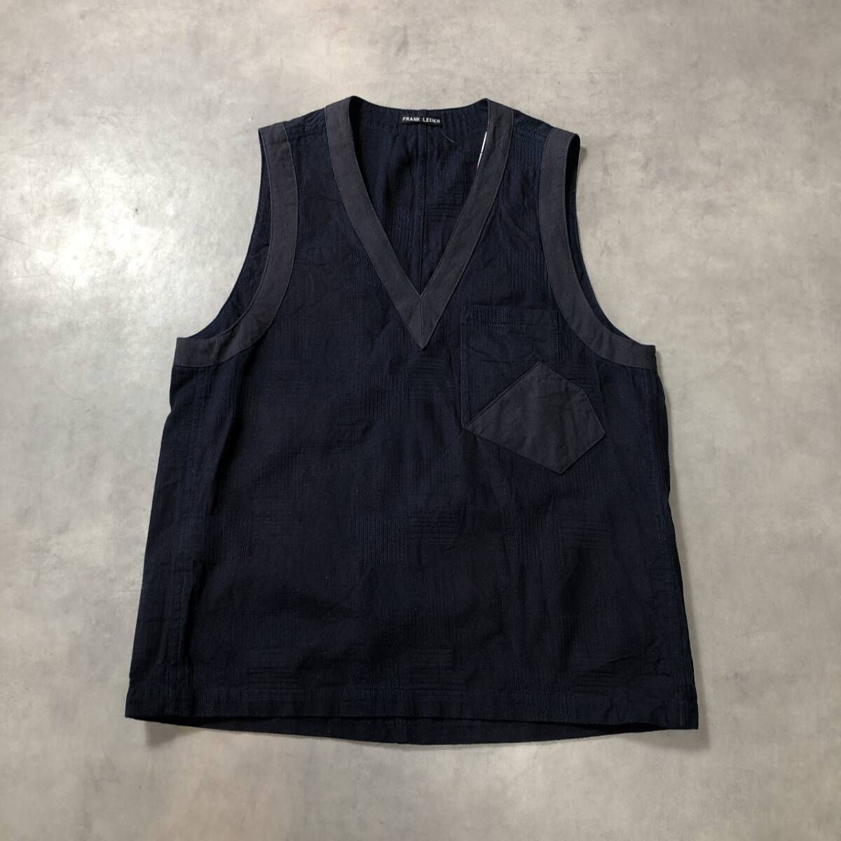 GQ4996◇FRANK LEDER : INDIGO DYED +WASHED COTTON VESTOVA◇S