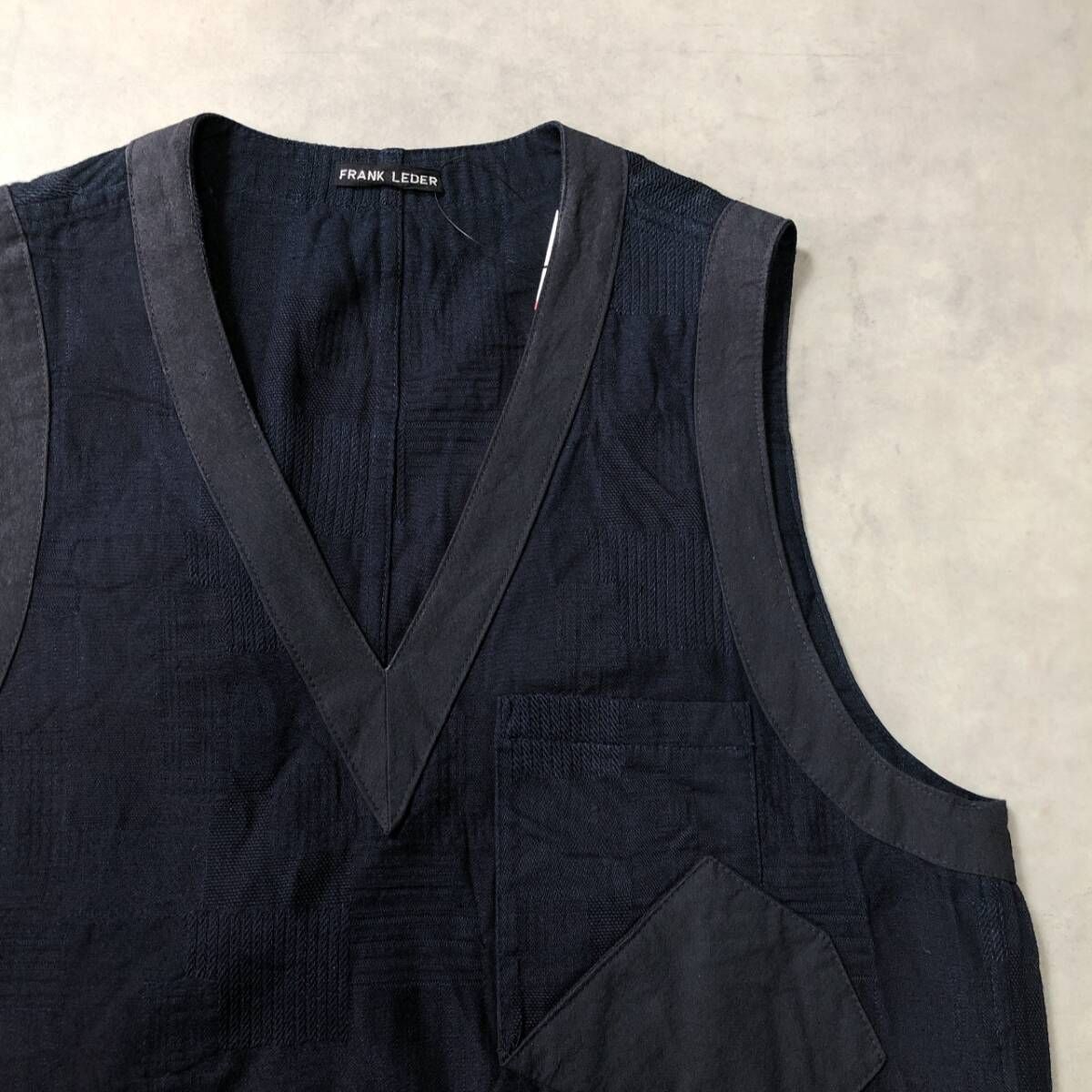 GQ4996◇FRANK LEDER : INDIGO DYED +WASHED COTTON VESTOVA◇S