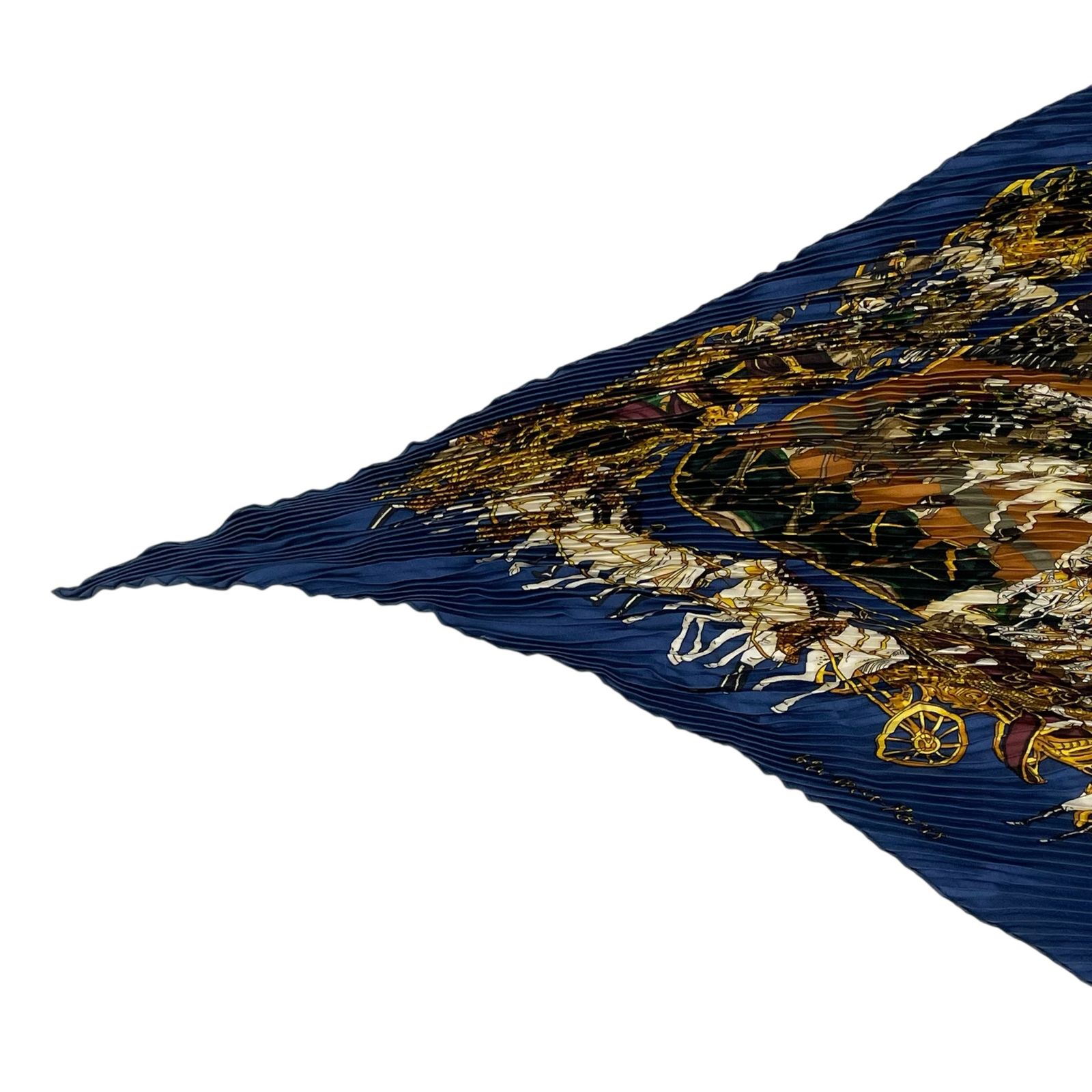 極美品 HERMES エルメス スカーフ プリーツ シルク GRAND CORTEGE A