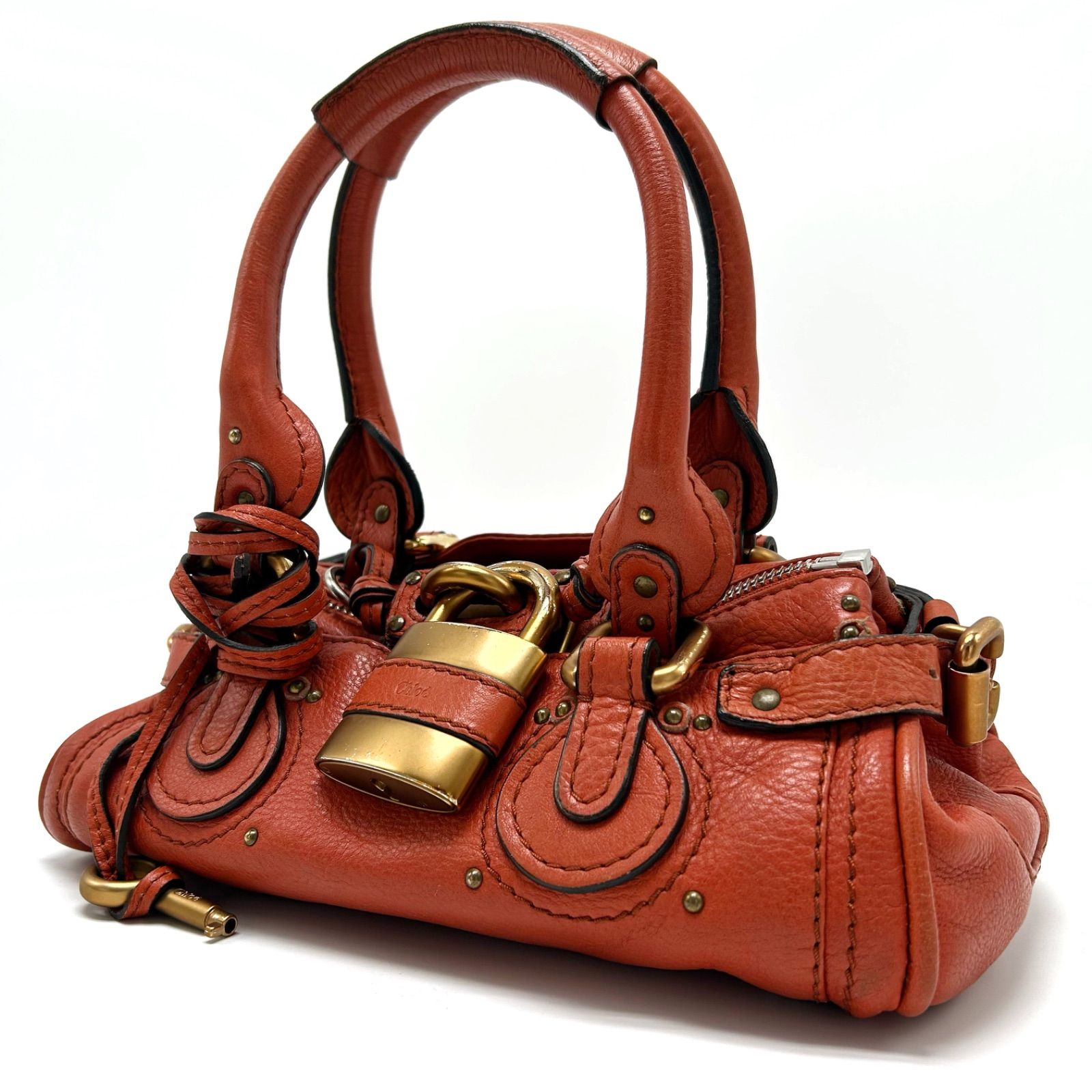 美品 Chloe クロエ パディントン ハンドバッグ トート 肩掛け 南京錠 