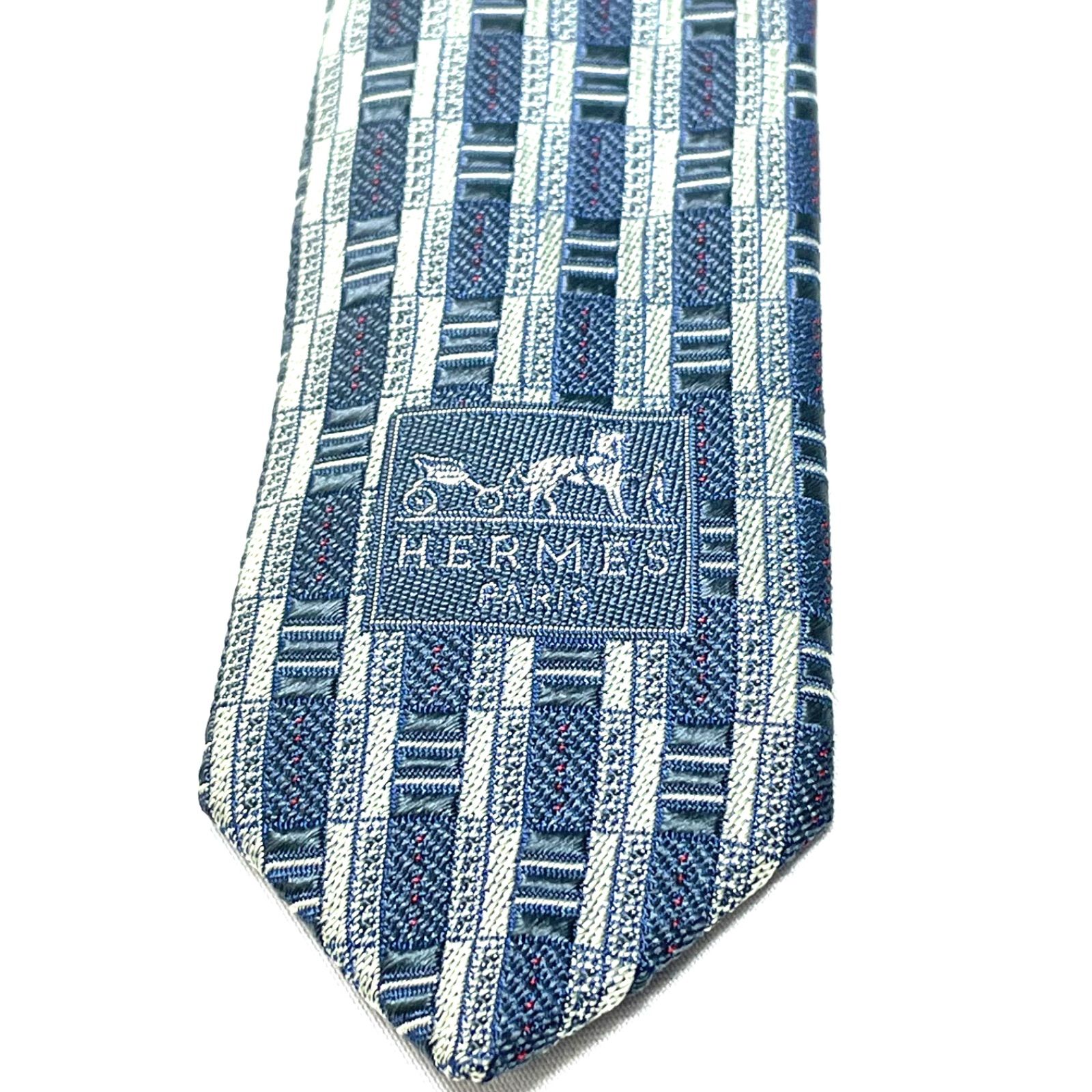 ABランク】 HERMES エルメス ネクタイ シルク ブルー ネイビー （58338