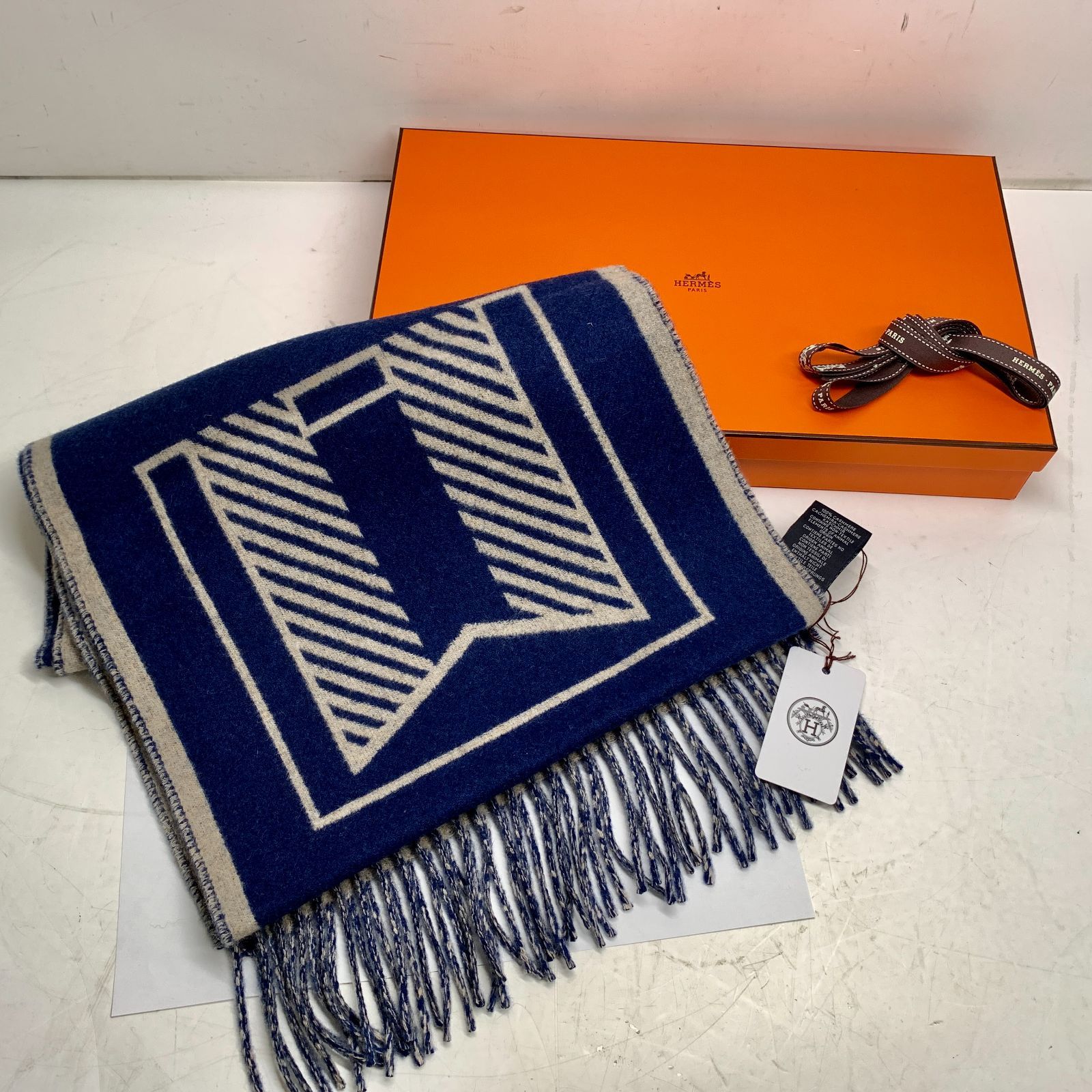 f001 L タグ付き未使用新品 エルメス HERMES レトル オ カレ カシミヤ