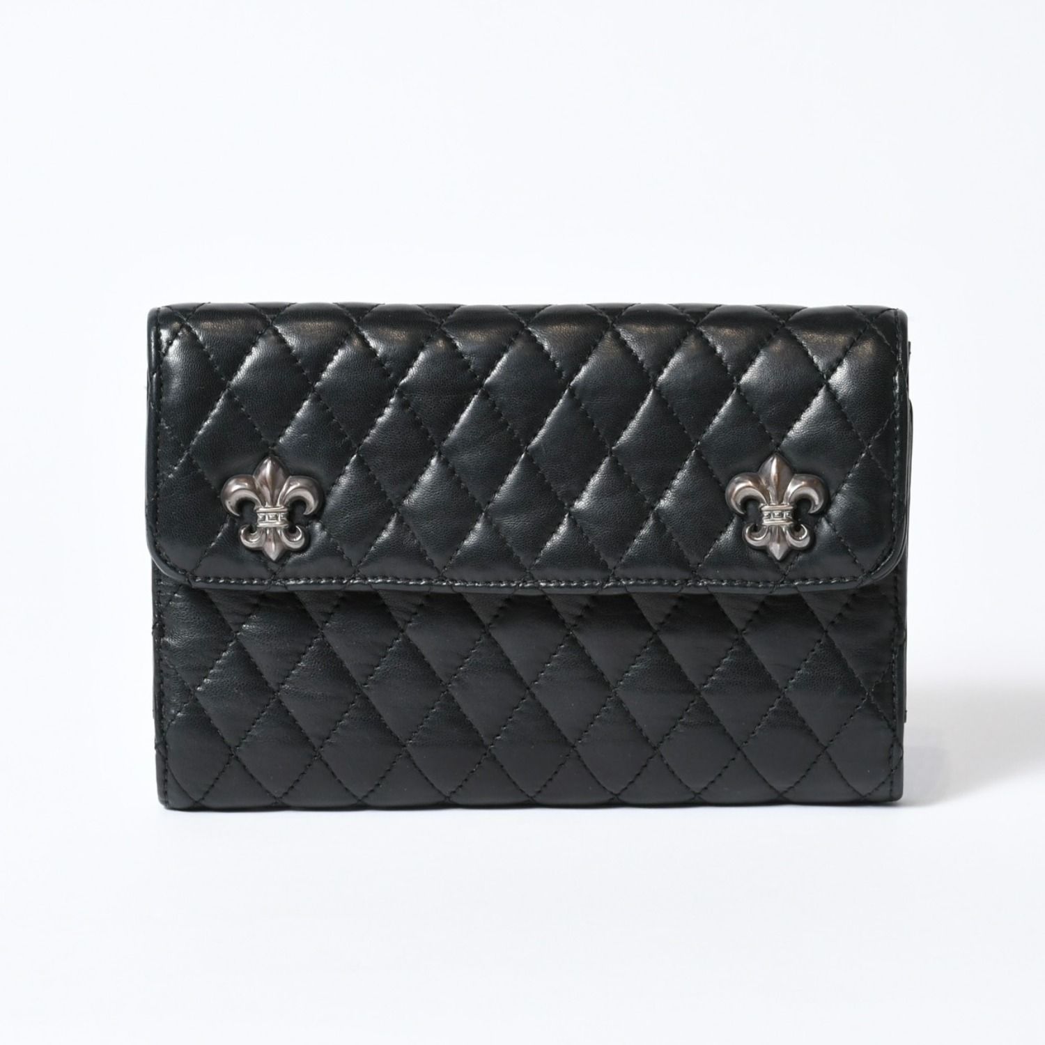 CHROME HEARTS クロムハーツ キルティング レザー ウォレット BSフレア 
