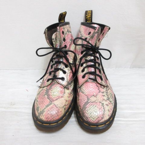 ドクターマーチン 24cm 美品 ドクターマーチン DR.MARTENS 8ホール ショート ブーツ パイソン柄 UK5