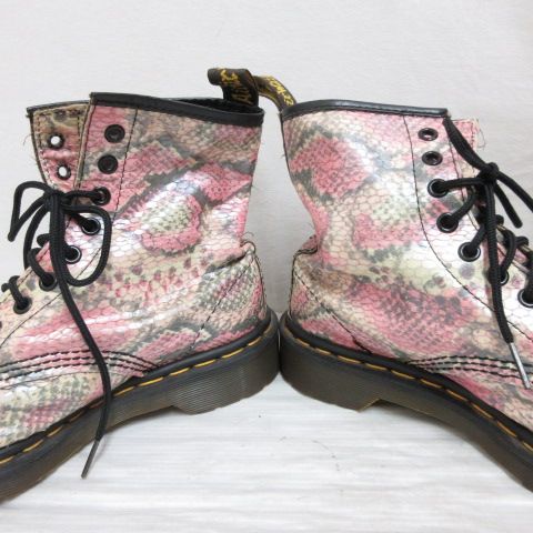 ドクターマーチン 24cm 美品 ドクターマーチン DR.MARTENS 8ホール ショート ブーツ パイソン柄 UK5