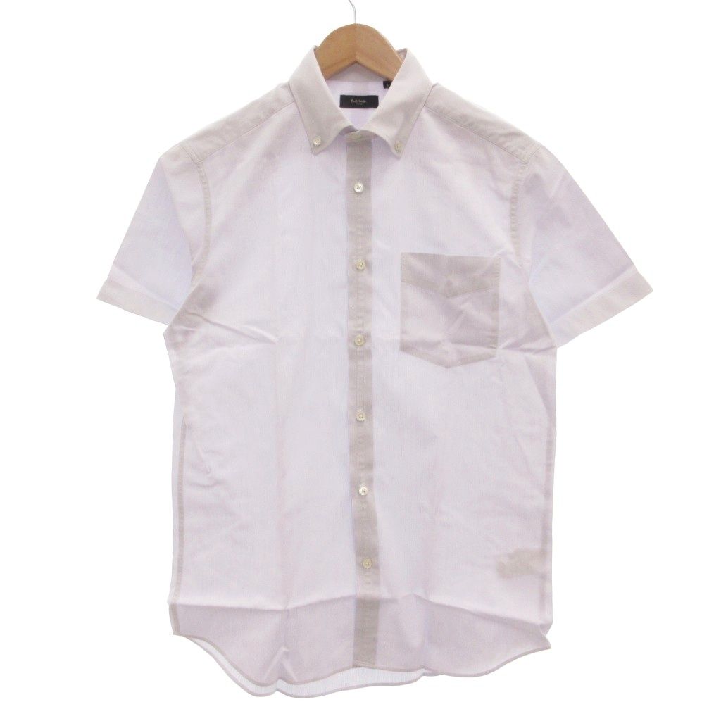 64 Poul Smith ポールスミス ボタンダウン 半袖 ポロシャツ サイズL ブラック 黒 メンズ 40625P