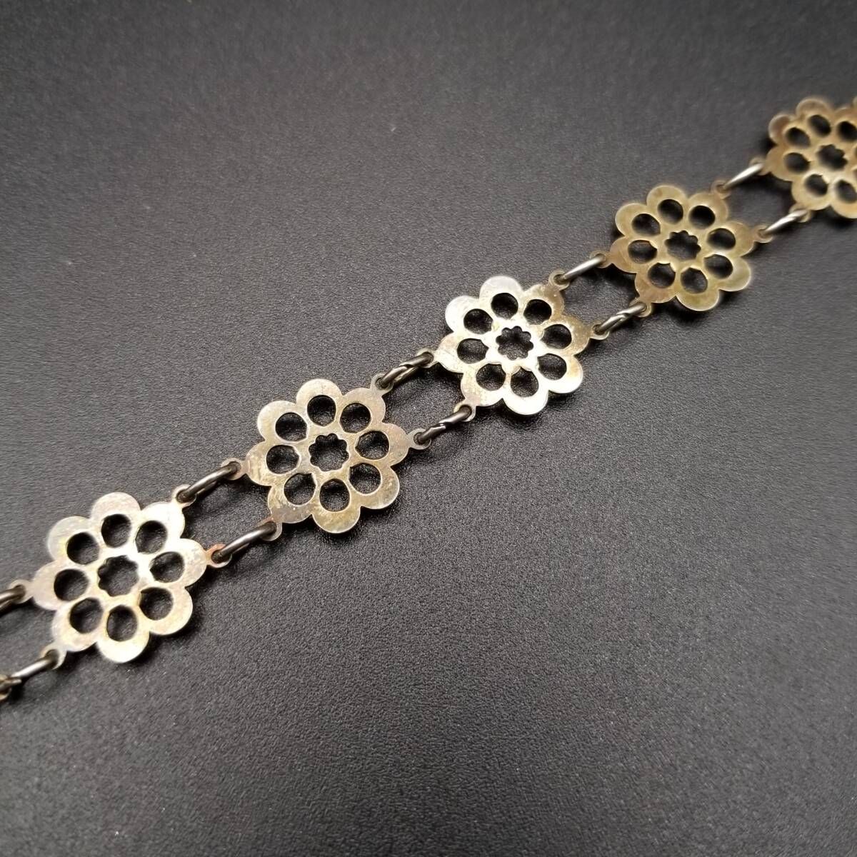 お花 パネルチェーン 925 シルバー ヴィンテージ フラワー 