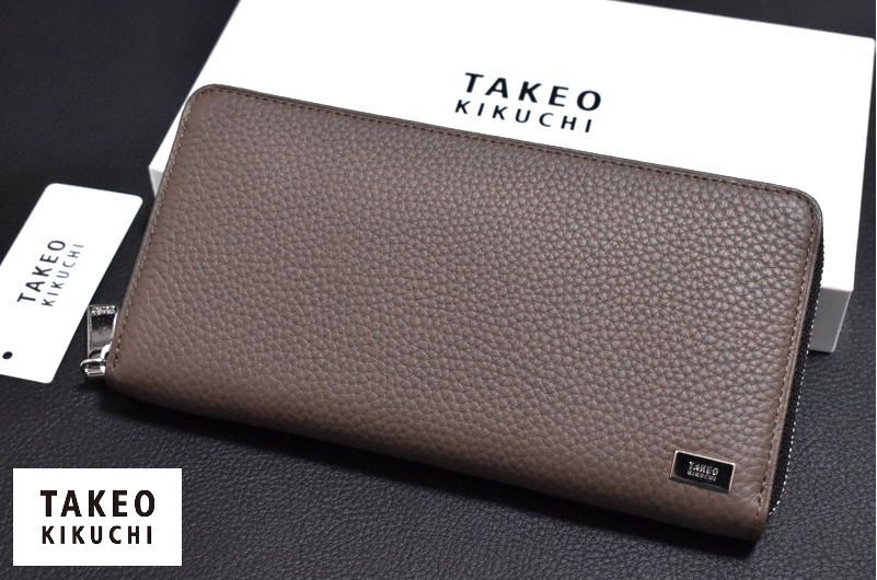 TAKEO KIKUCHI 長財布 ラウンドファスナー チョコ【お値下げ中】 定価2万3650円】新品 TAKEO KIKUCHI【ビル】ラウンドファスナー長財布