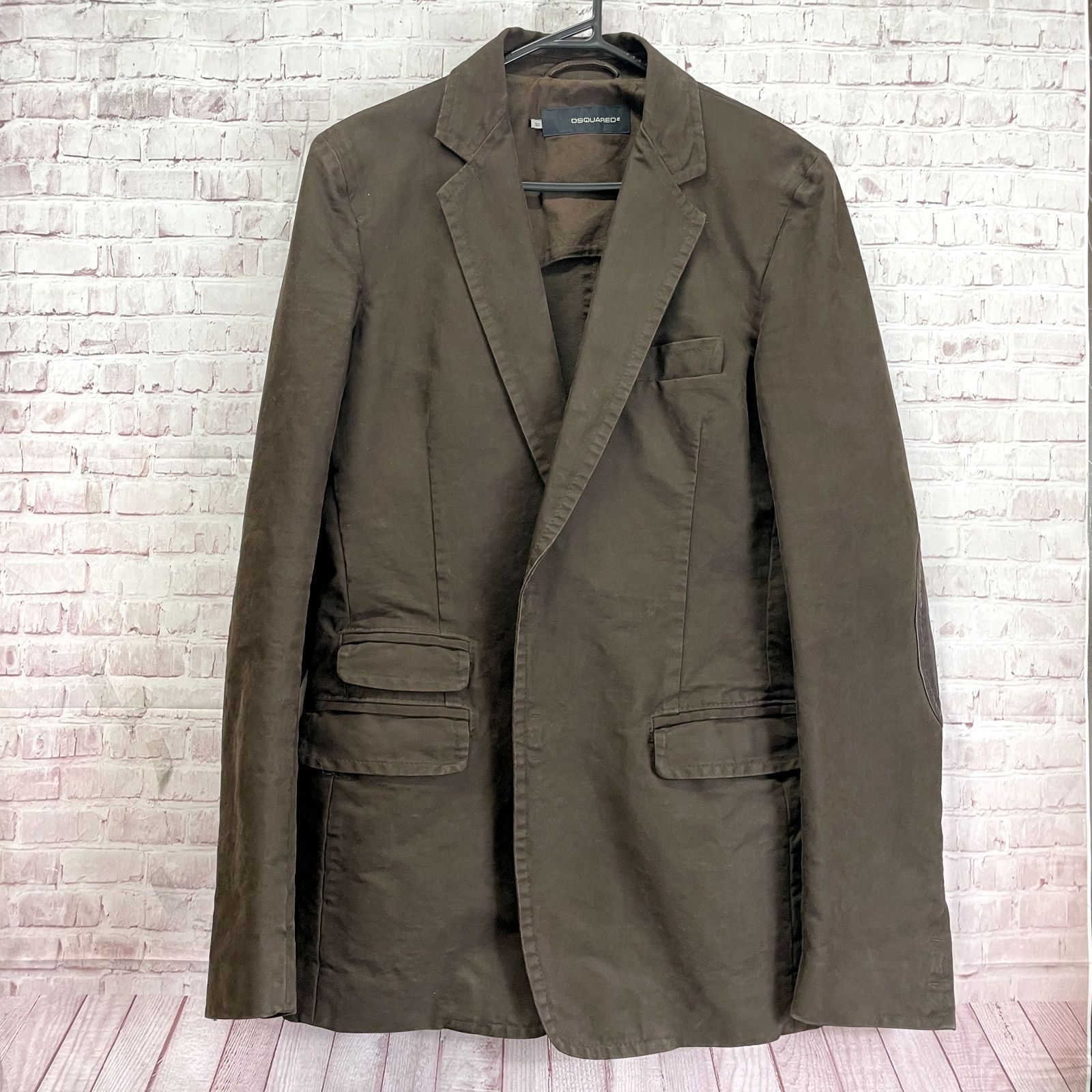 DSQUARED2 ディースクエアード テーラードジャケット コットン×レザー 