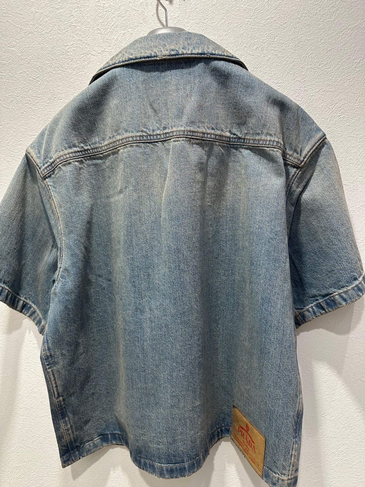 新品未使用】PRADA プラダ ブリーチ デニム 半袖ボウリングシャツ