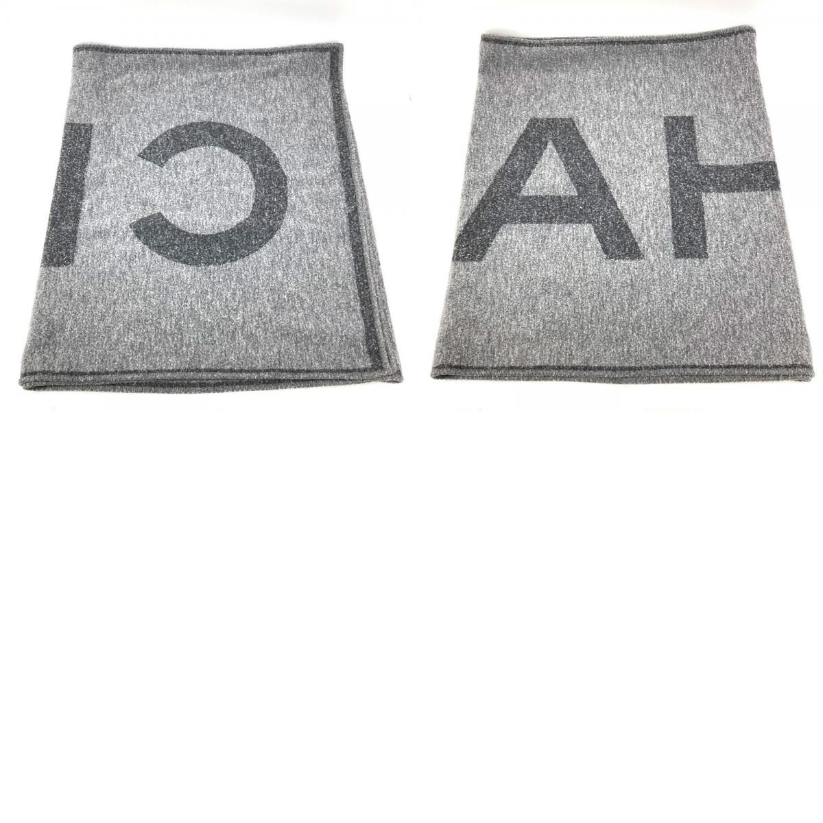 CHANEL シャネル マフラー ロゴ カシミヤ グレー - メルカリ