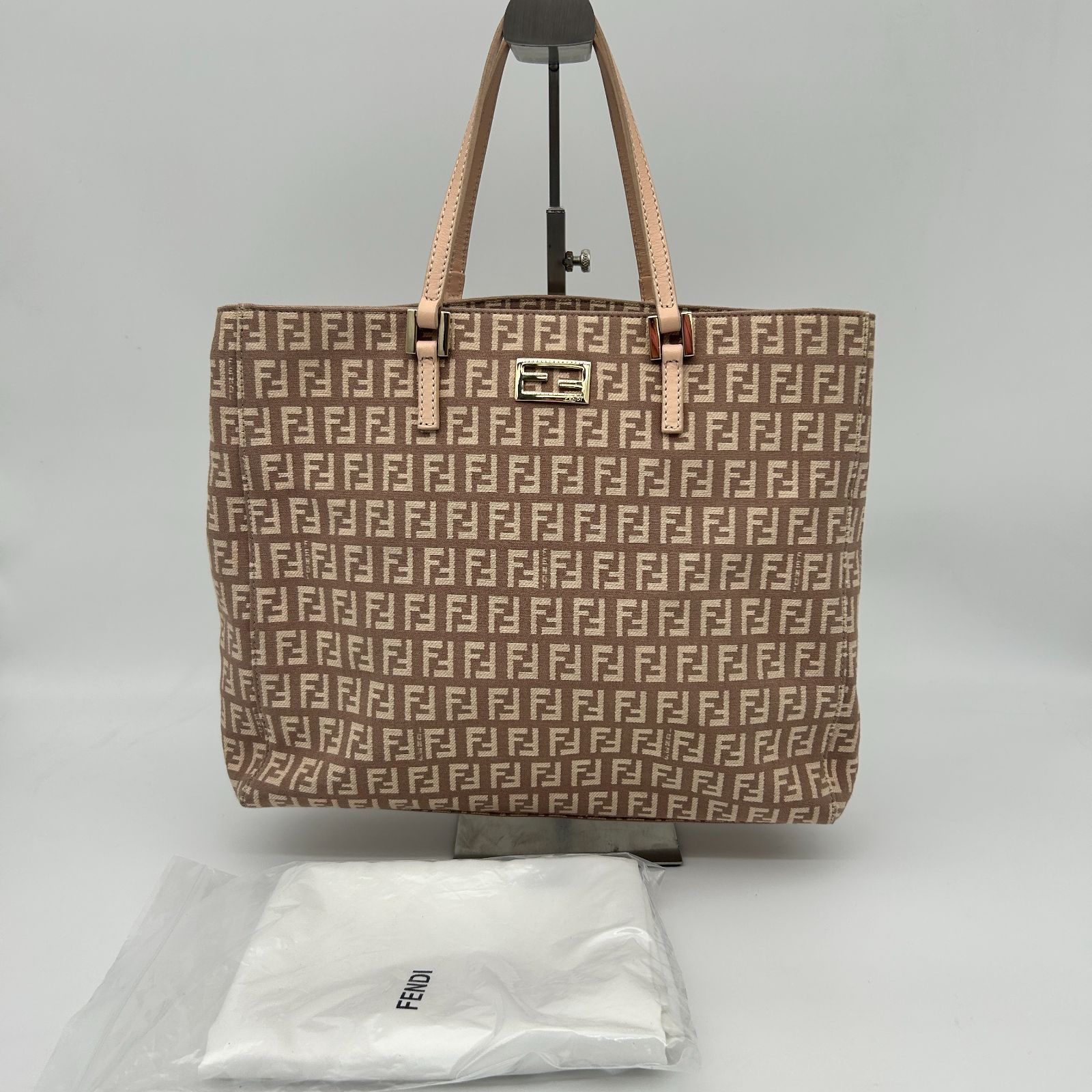 FENDI フェンディ ズッキーノ柄 トートバッグ キャンバス レザー 