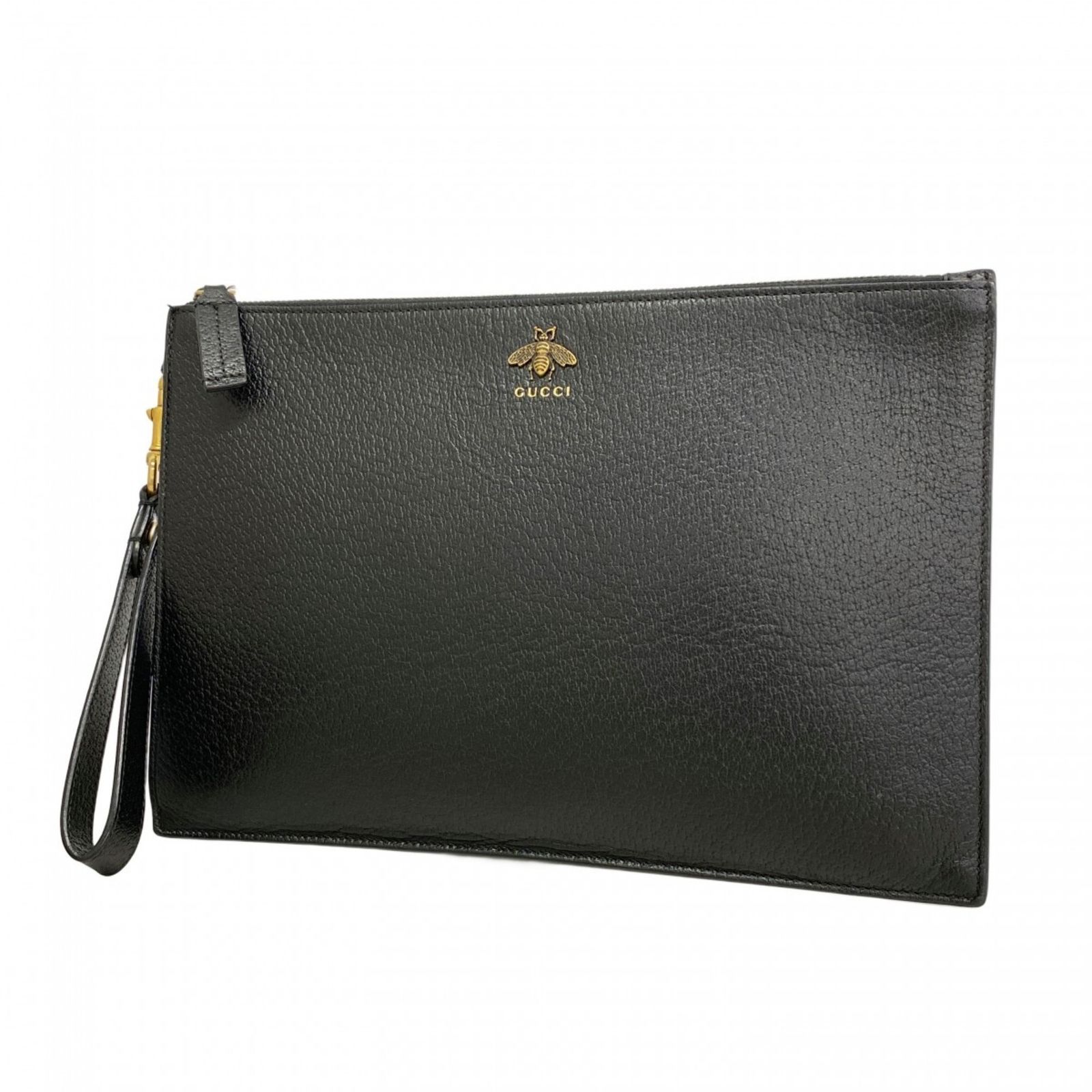 GUCCIバック グッチ(Gucci) グッチ クラッチバッグ ビー 523684 レザー ブラック