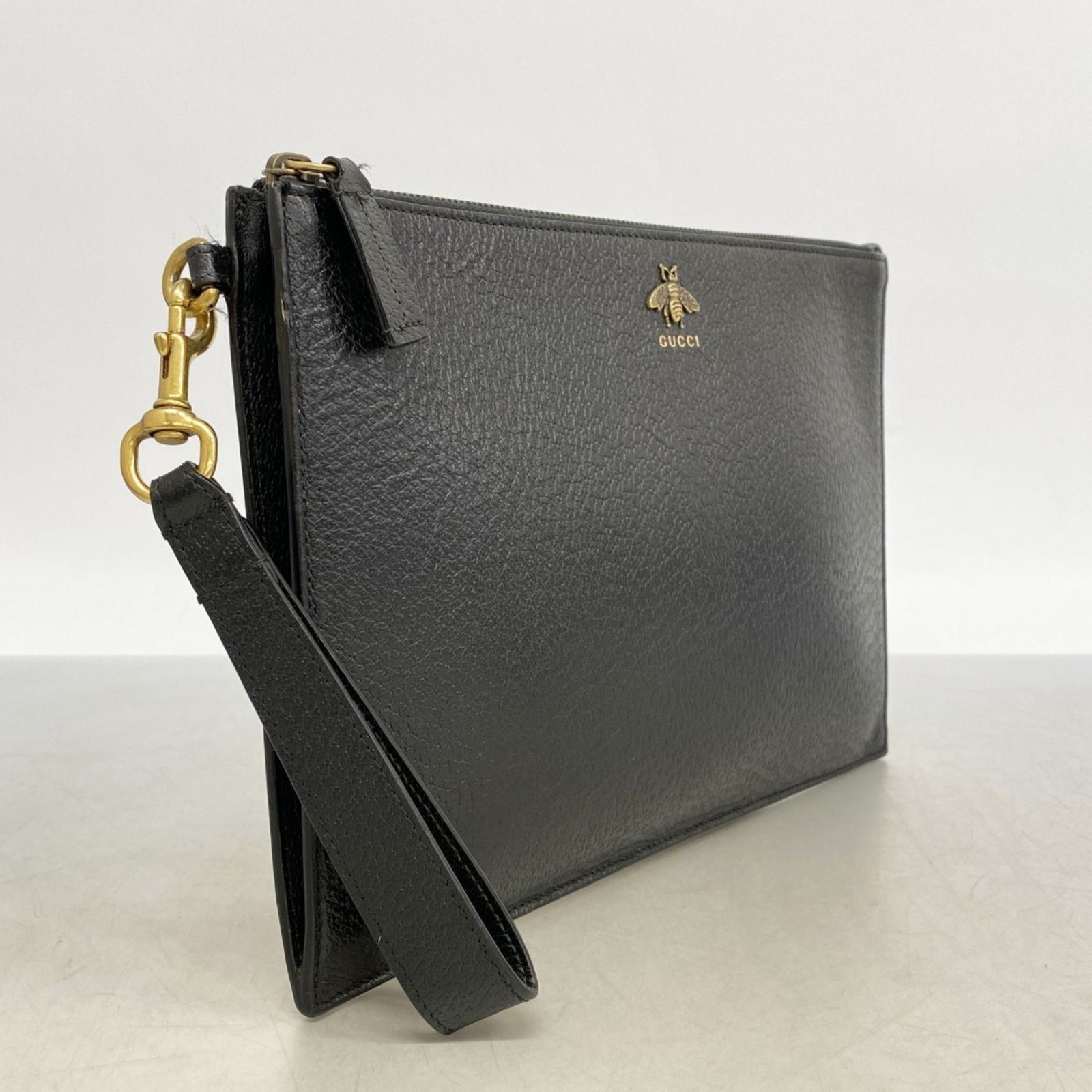 GUCCIバック グッチ(Gucci) グッチ クラッチバッグ ビー 523684 レザー ブラック