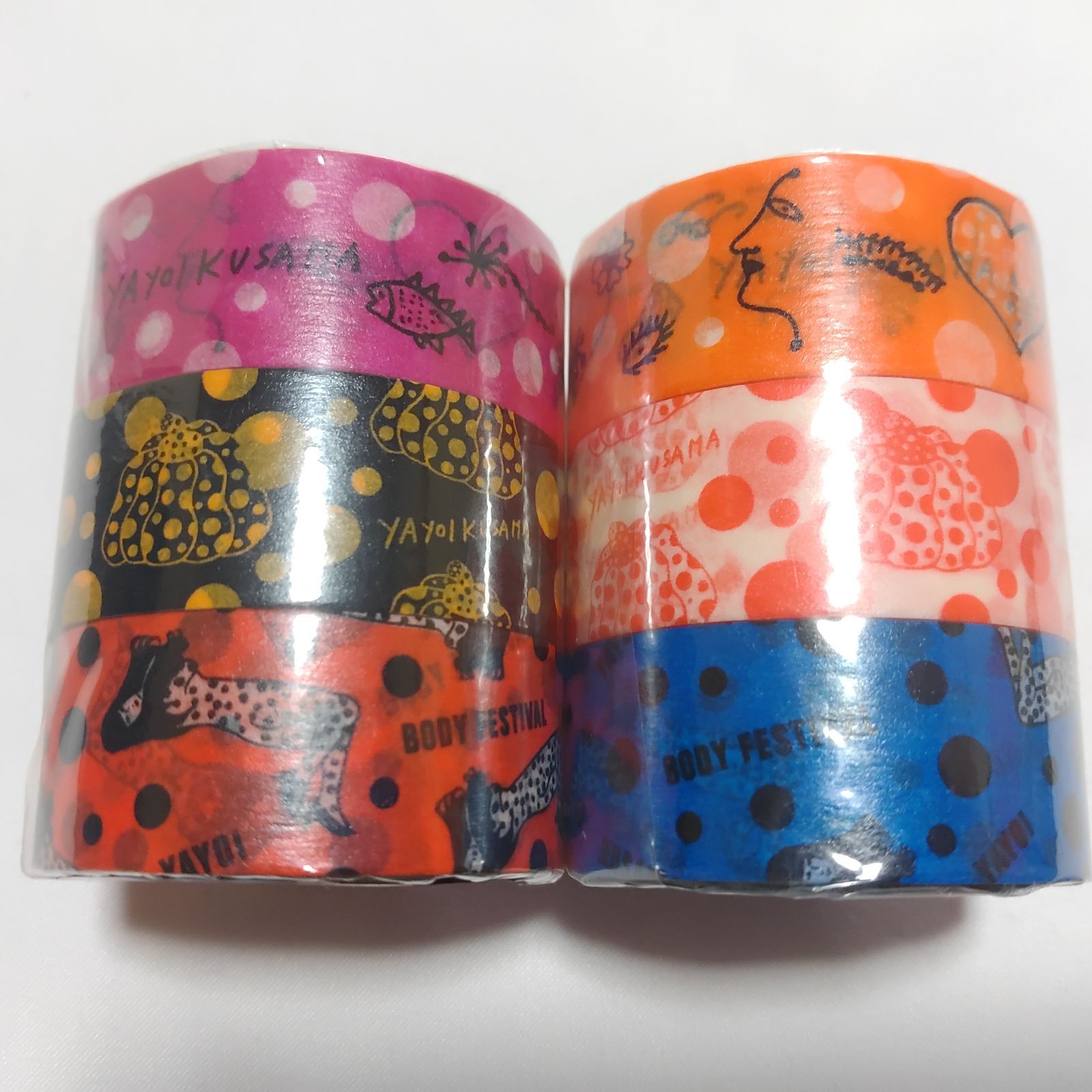 新品未開封】 草間彌生 マスキングテープ 3巻セット×2種（計6巻