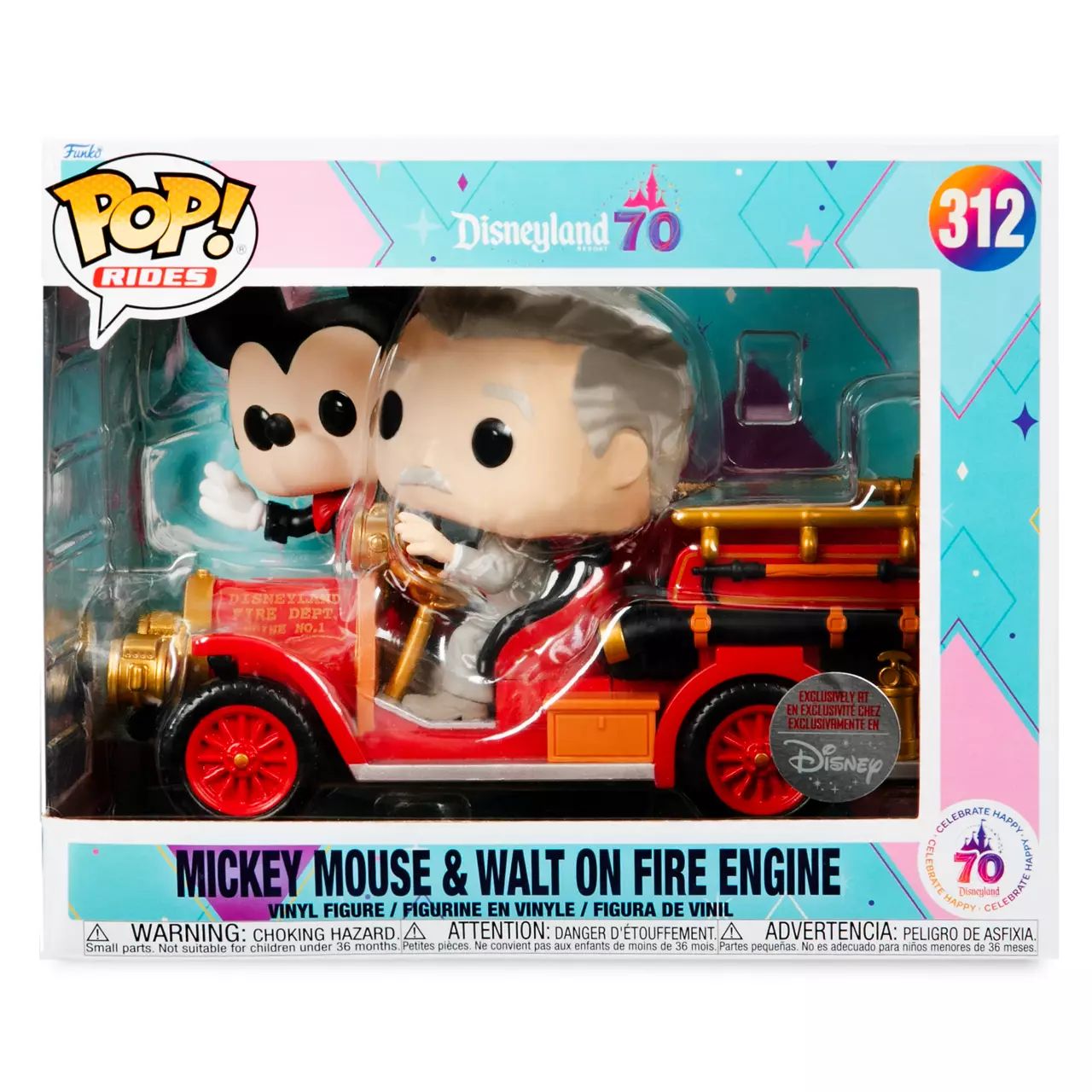 【美品_箱なし】ファンコポップ ディズニーランド 消防車 ファンコポップ ディズニーランド70周年 ミッキーマウス＆ウォルト