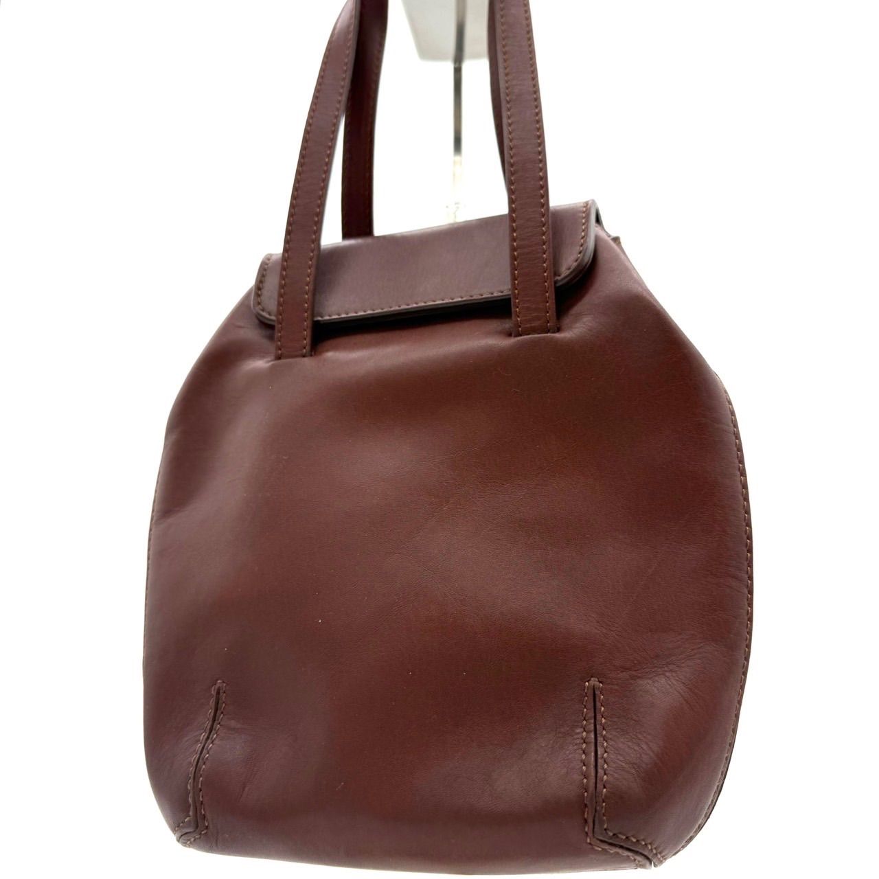 美品】ヒロフ HIROFU ハンドバッグ レザー ダークブラウン 茶色 