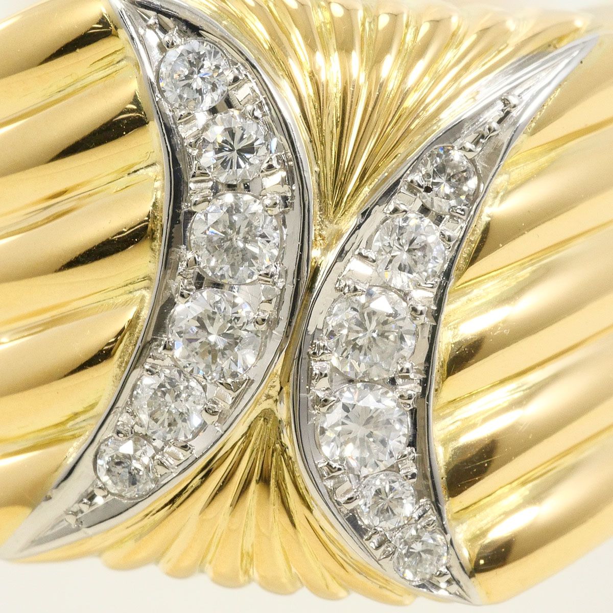 PT900/プラチナ K18YG リング・指輪 14号 ダイヤモンド 0.24 ct 鑑別書 