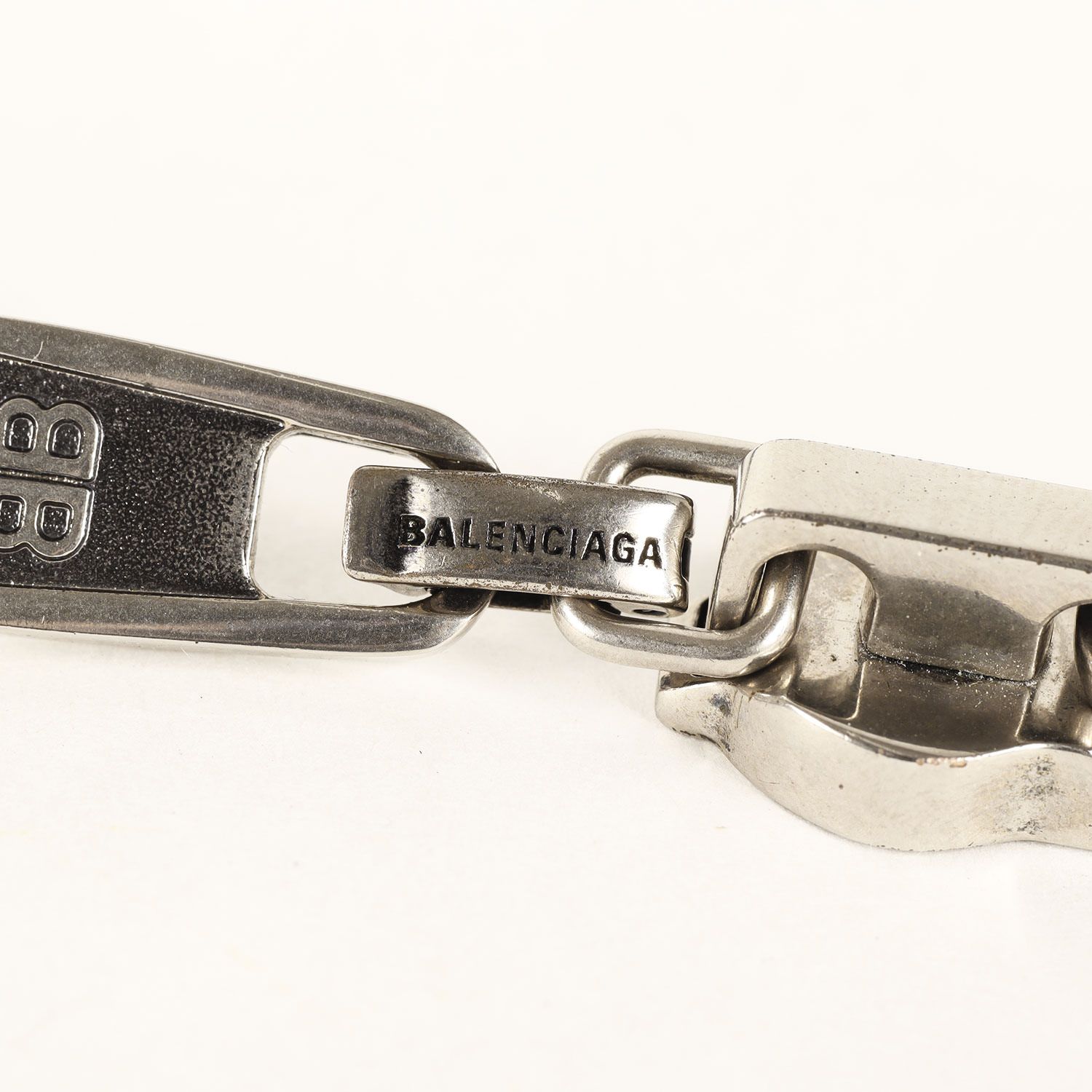 BALENCIAGA バレンシアガ | 21SS BB刻印 ジッパー リンクチェーン チョーカー ネックレス (Zip Necklace) | シルバー | ブランド アクセサリー ジュエリー【メンズ】【中古】 BALENCIAGA バレンシアガ | 21SS BB刻印 ジッパー リンクチェーン