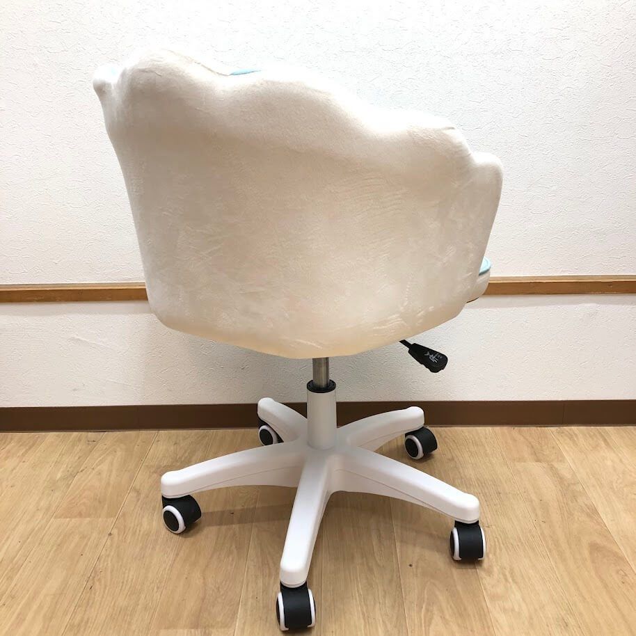 ss8456 【中古】 デスクチェア ブルー×ホワイト ベロア調 ファブリック 