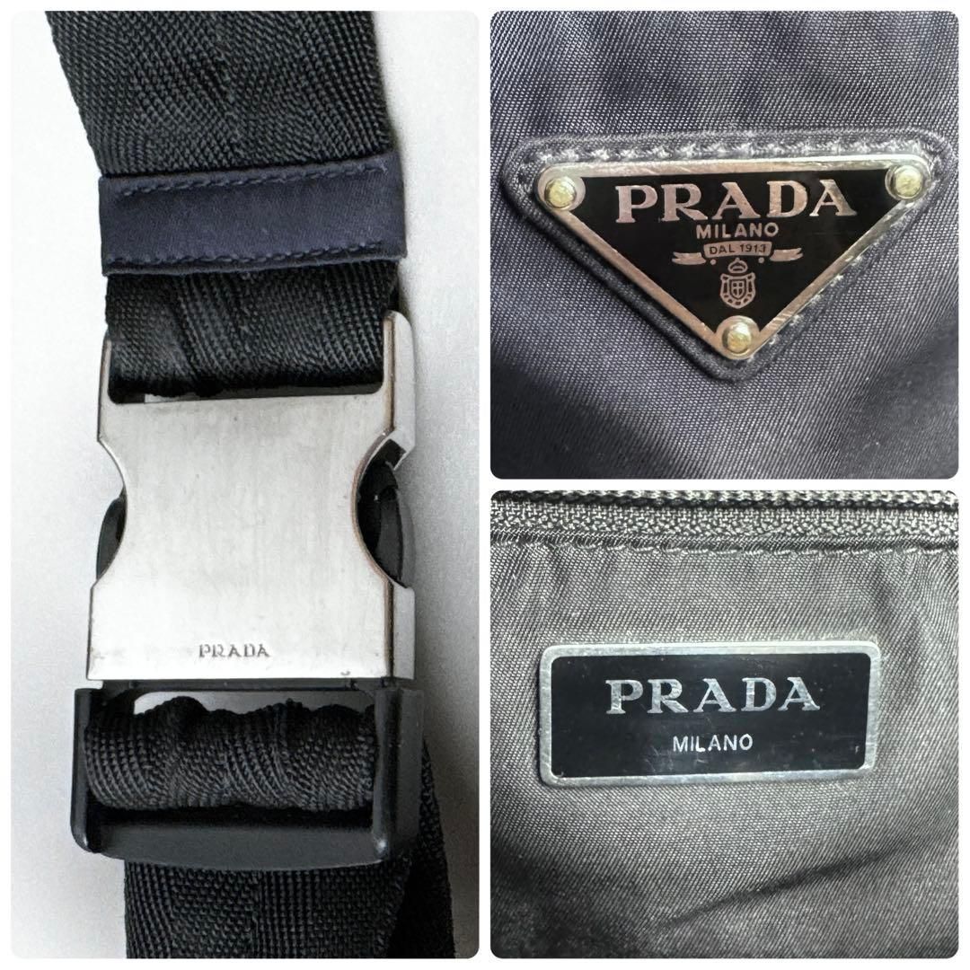 PRADA / トライアングルロゴ ボディバッグ ナイロン ネイビー メンズ 