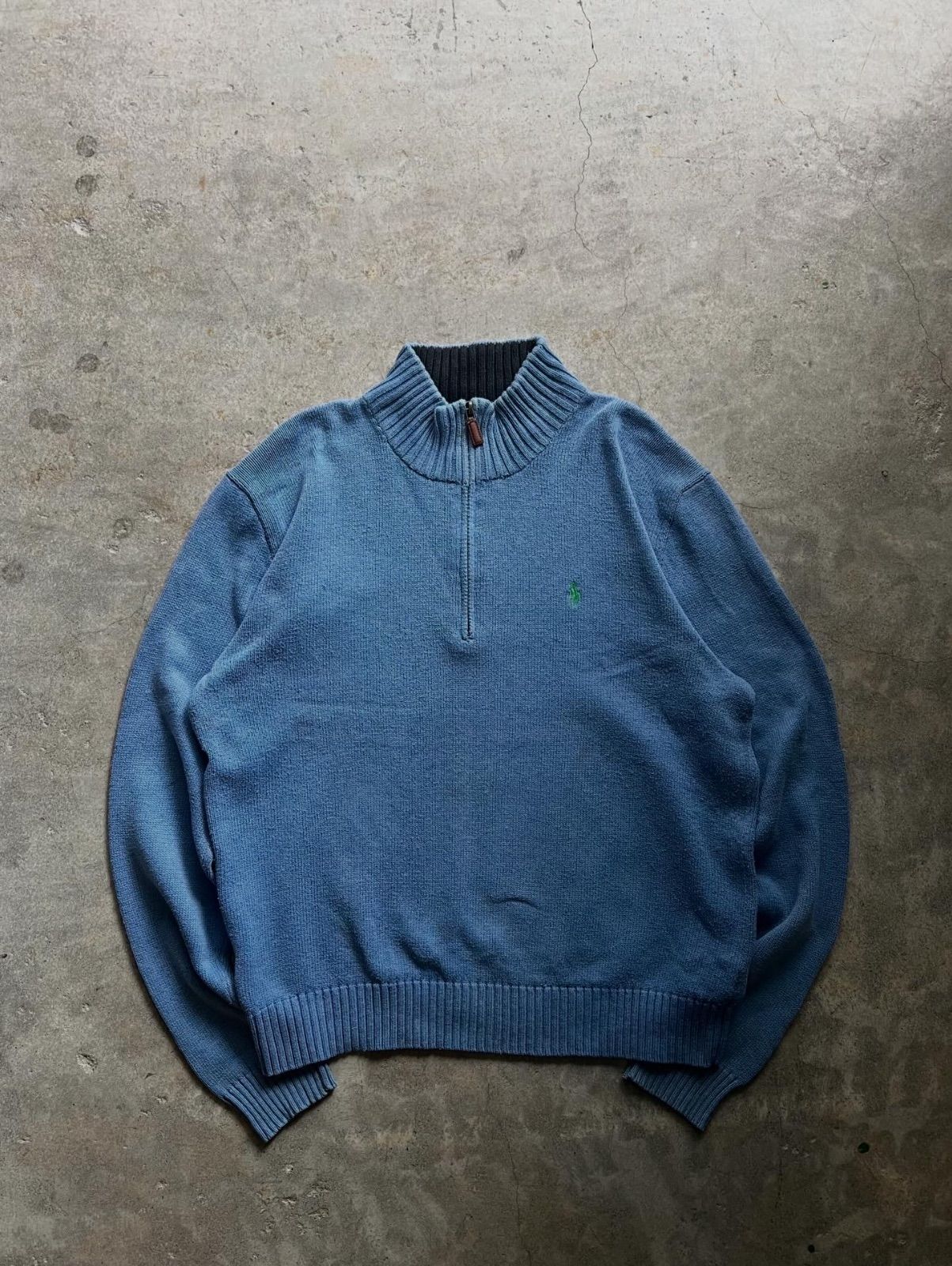 Polo Ralph Lauren ポロラルフローレン ハーフジップニット 水色 L