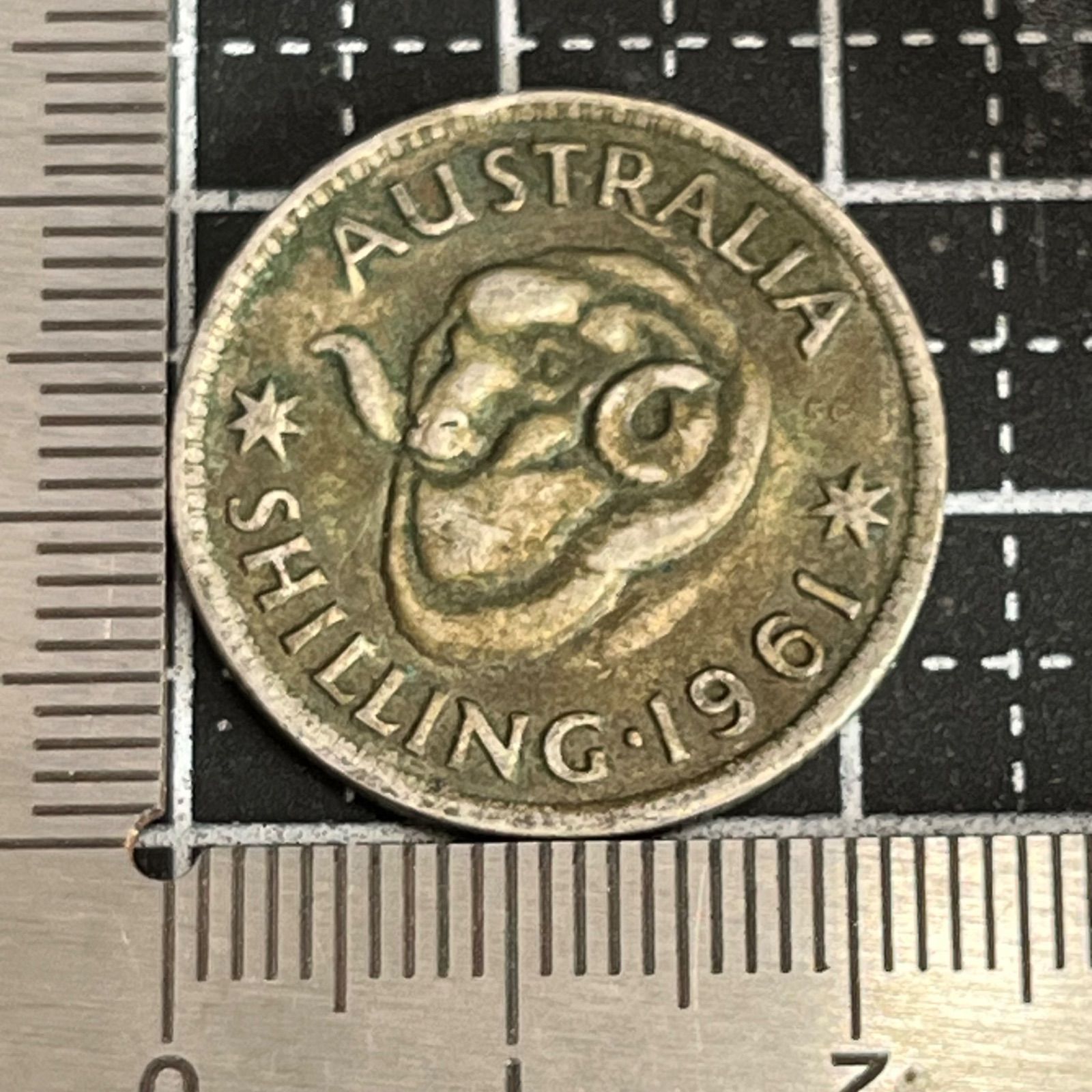 オーストラリア 1961年 シリング銀貨 エリザベス2世×メリノ羊 英連邦