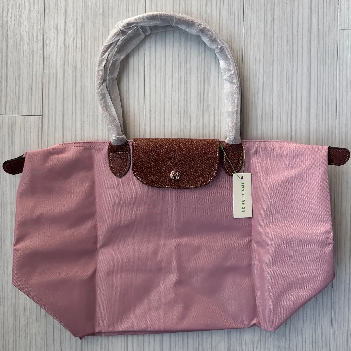 新品未使用】Longchamp ピンクティー Lサイズ ナイロン トートバッグ 
