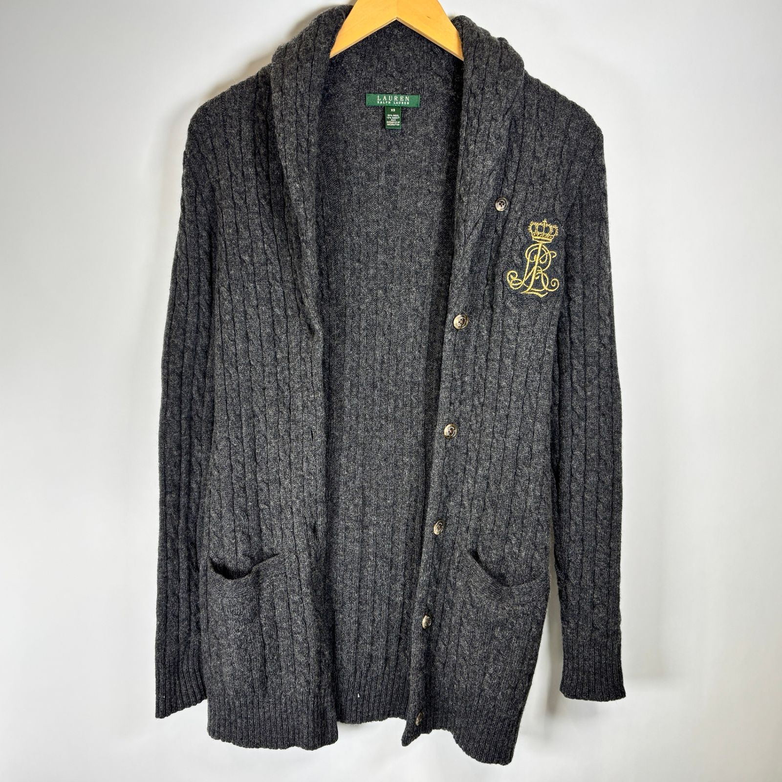 RALPH LAUREN ラルフローレン ケーブルニットカーディガン グレー XS 